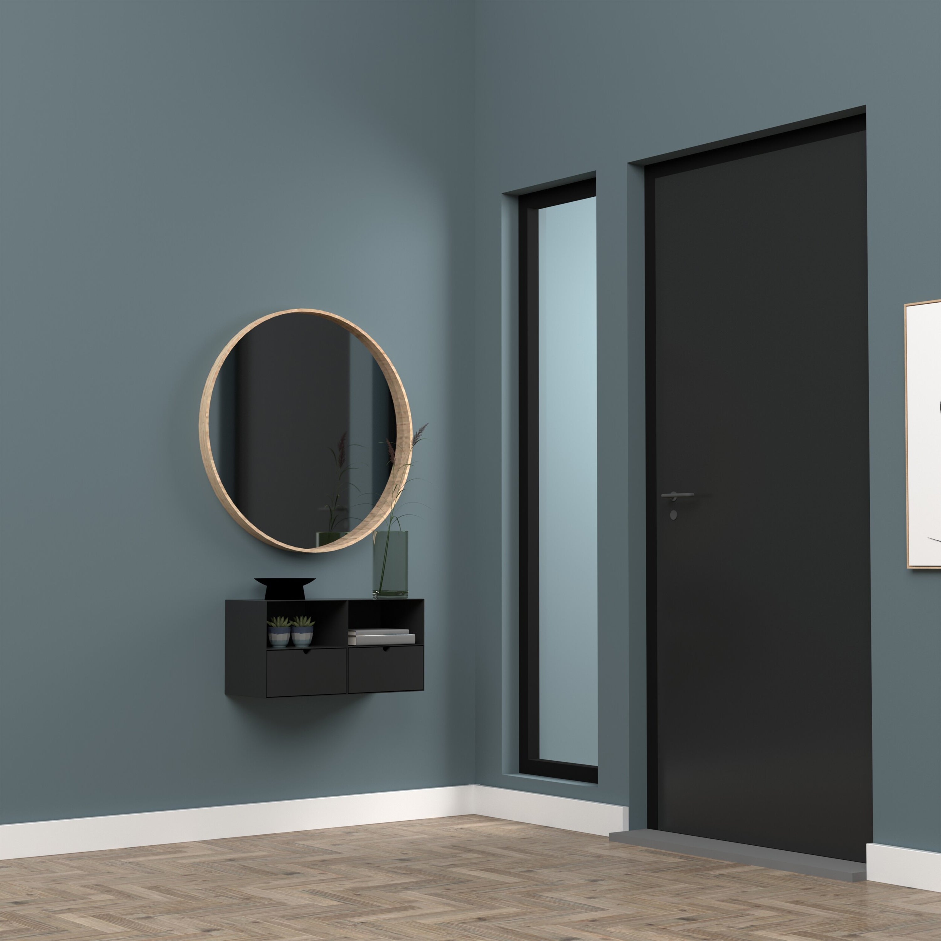 Joliet 1 Drawer Wallmounted Bedside Table in Matt Black – FTG, view 9