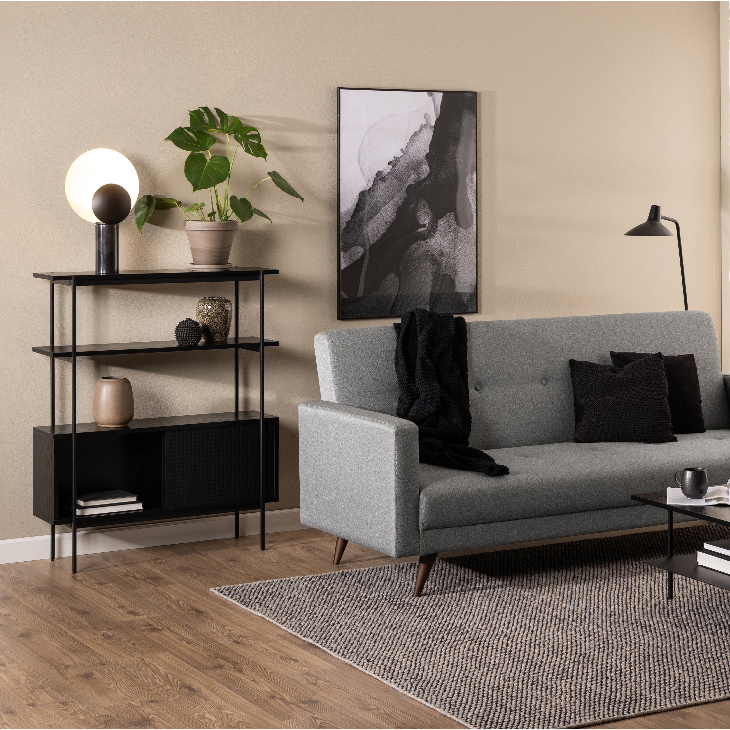 Angus Small Bookcase with 2 Sliding Doors in Black – FTG, view 6