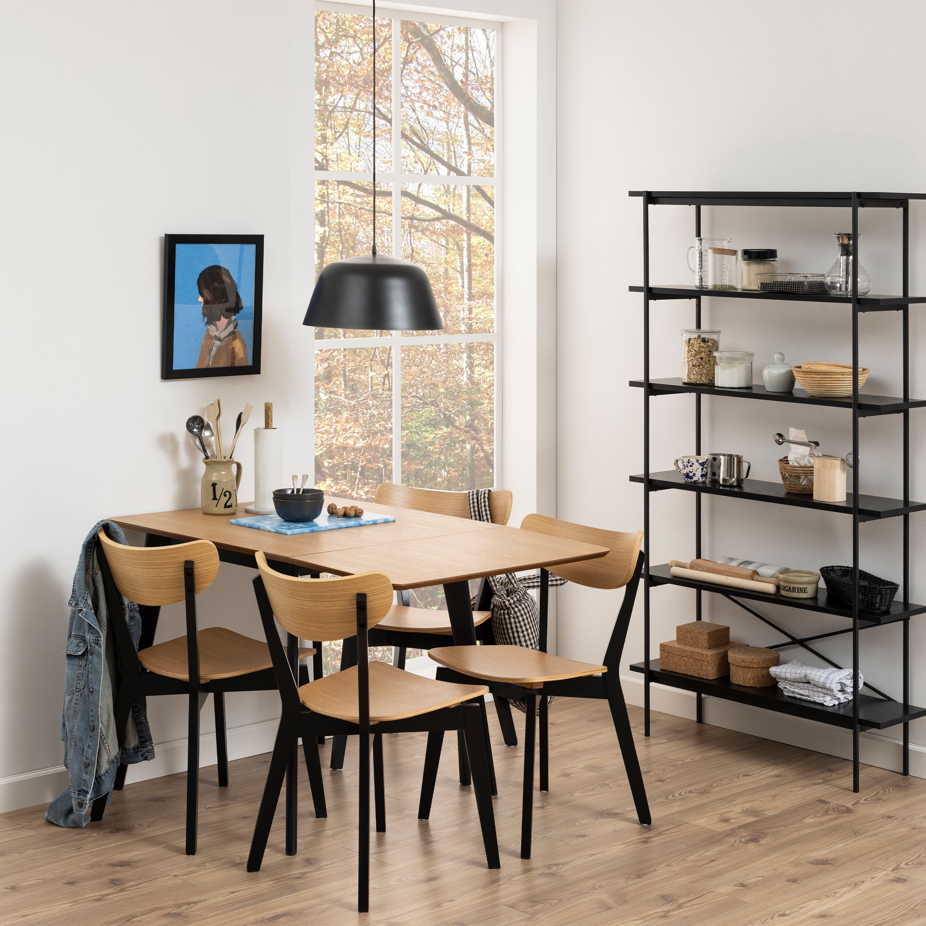 Roxby Extending Dining Table 80-120cm in Oak & Black – FTG, view 5