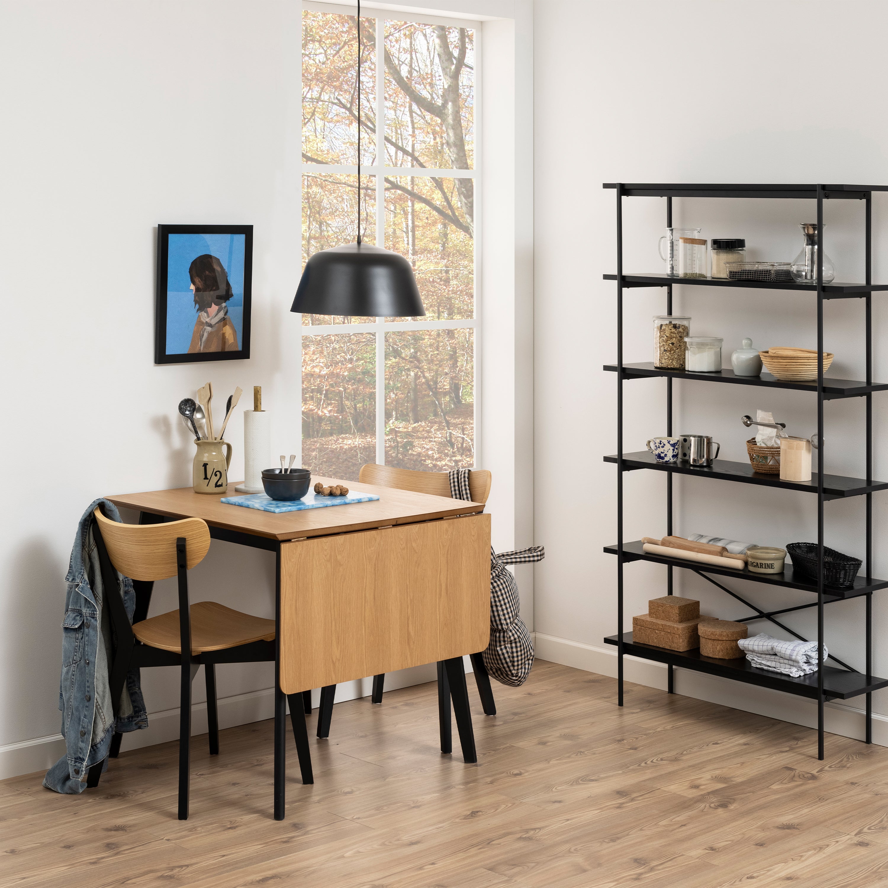 Roxby Extending Dining Table 80-120cm in Oak & Black – FTG, view 6