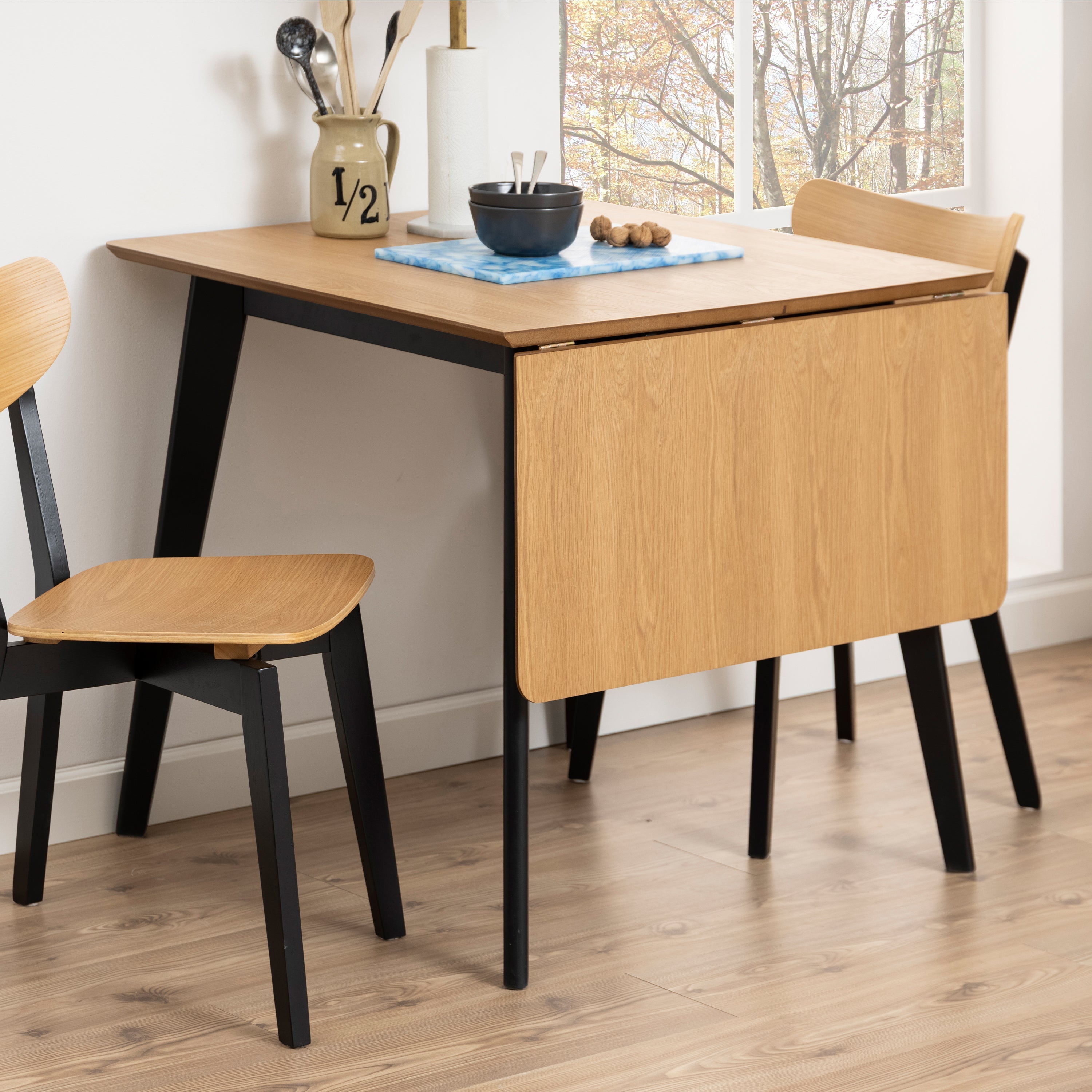 Roxby Extending Dining Table 80-120cm in Oak & Black – FTG, view 7