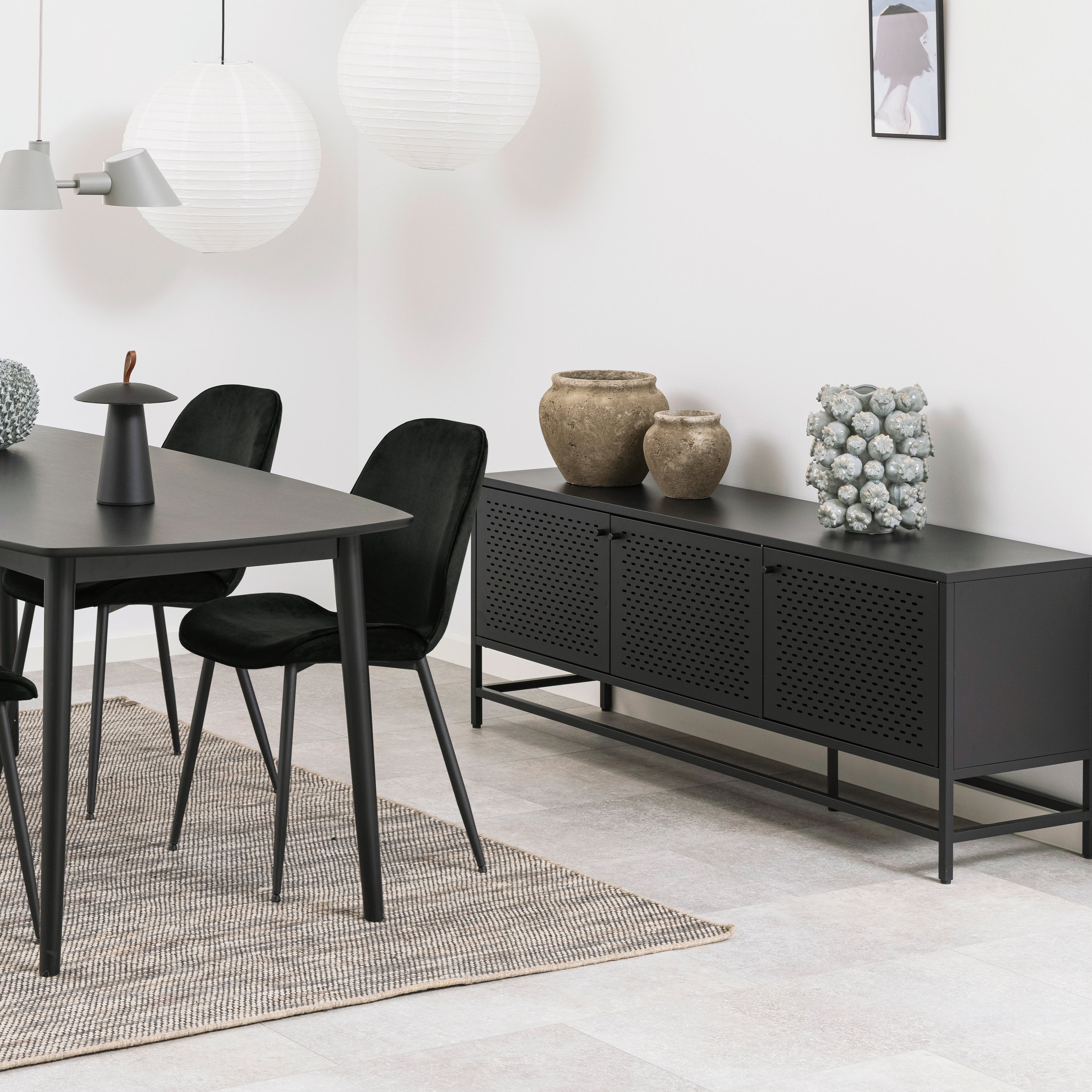 Newcastle 3 Door Sideboard in Matt Black – FTG, view 5
