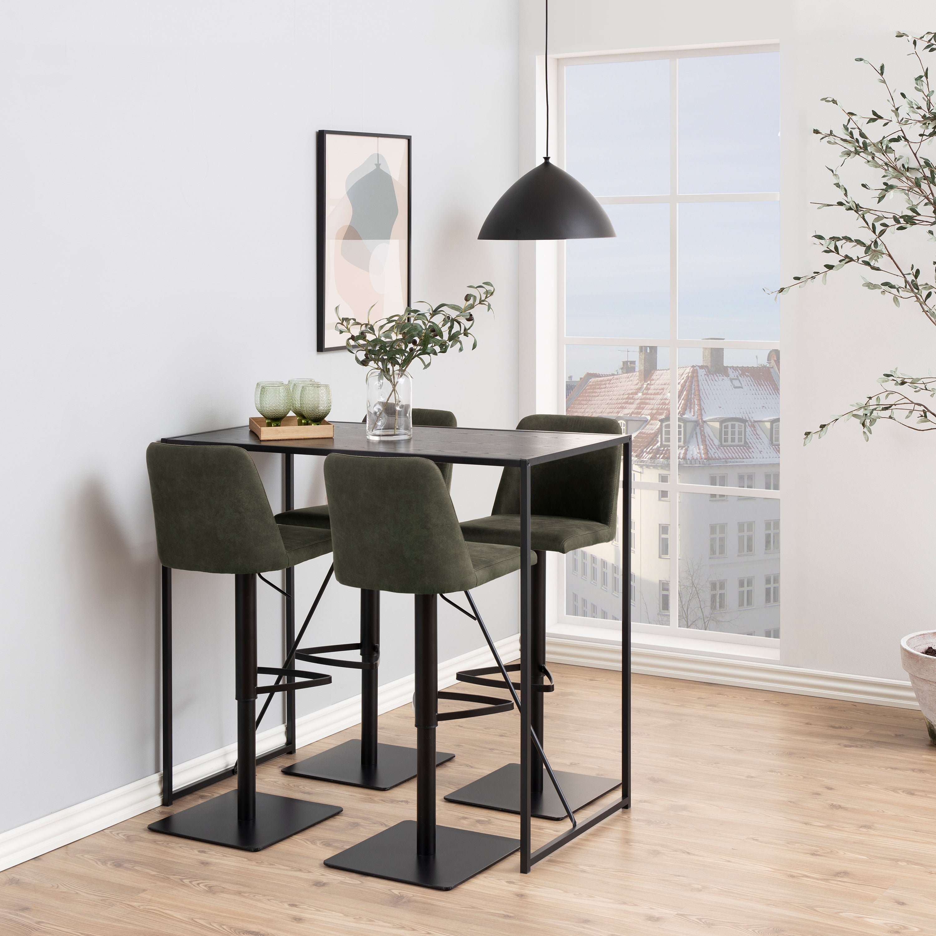 Seaford Black Metal Bar Table with Black Ash Top – FTG, view 3