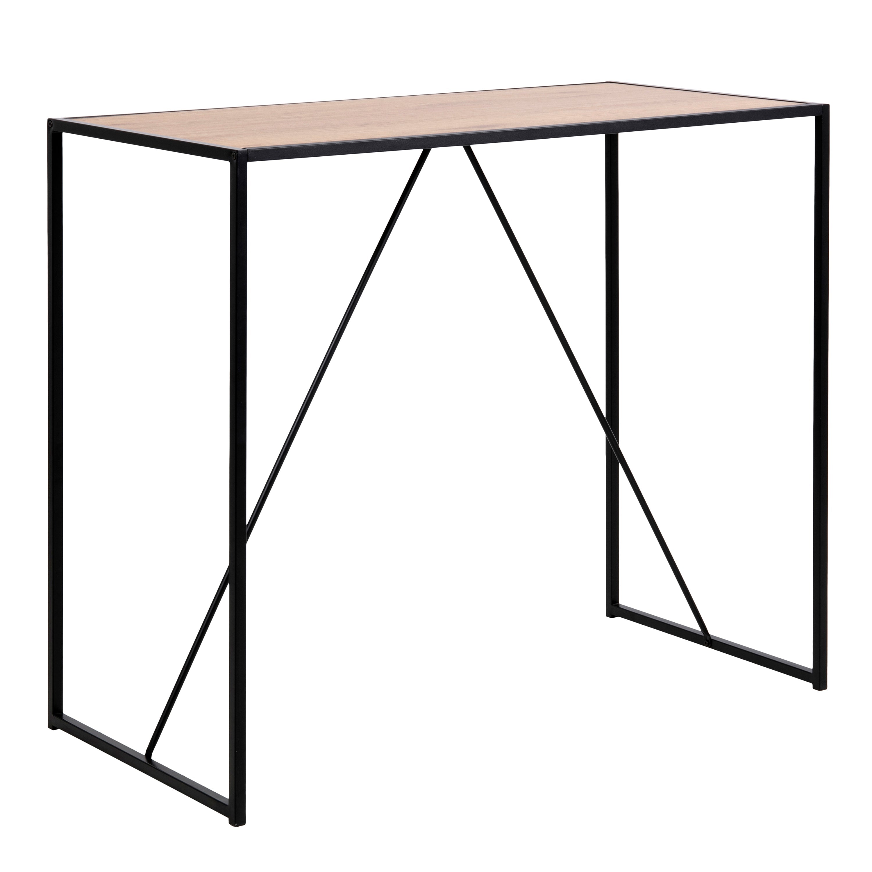Seaford Black Metal Bar Table with Oak Top – FTG