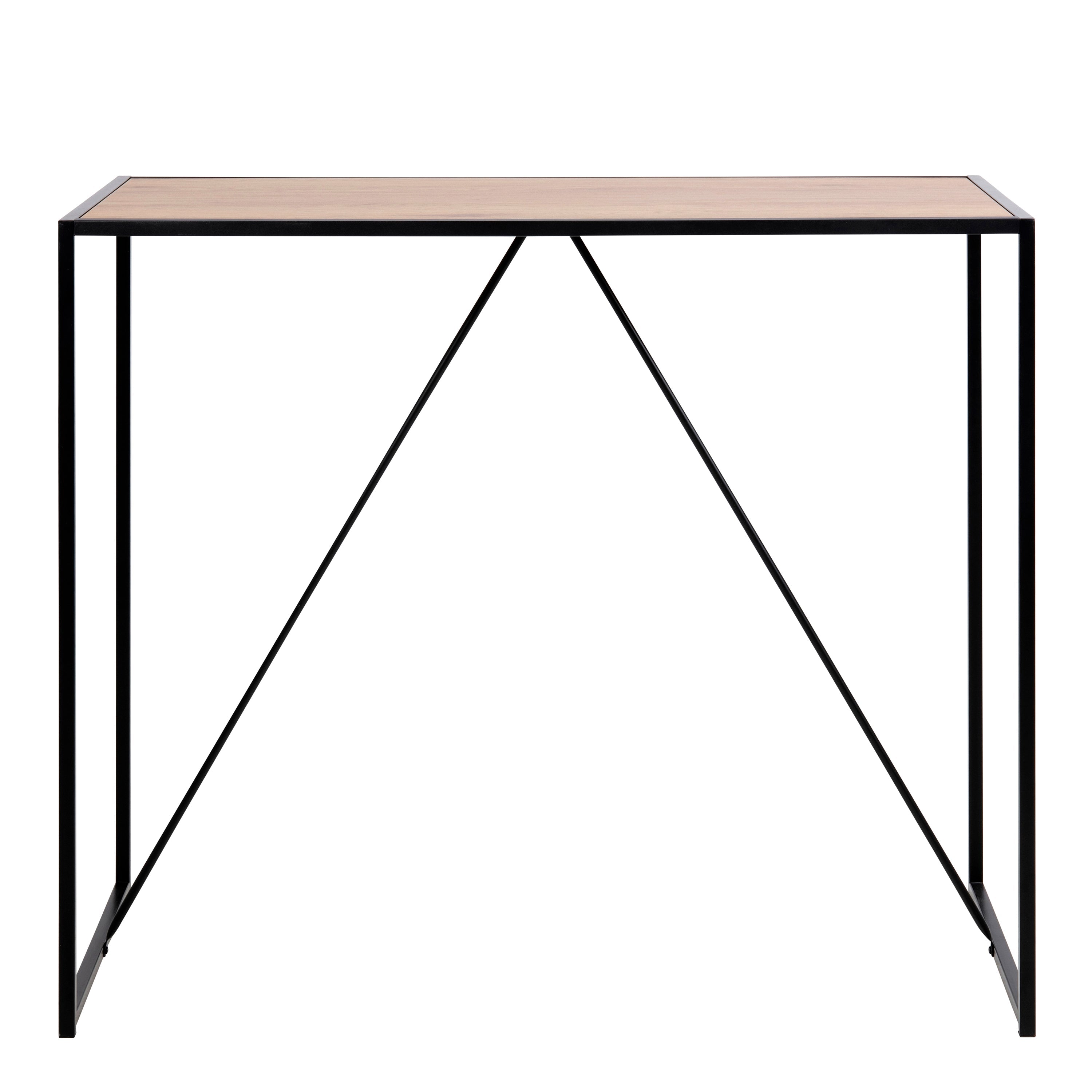 Seaford Black Metal Bar Table with Oak Top – FTG, view 2