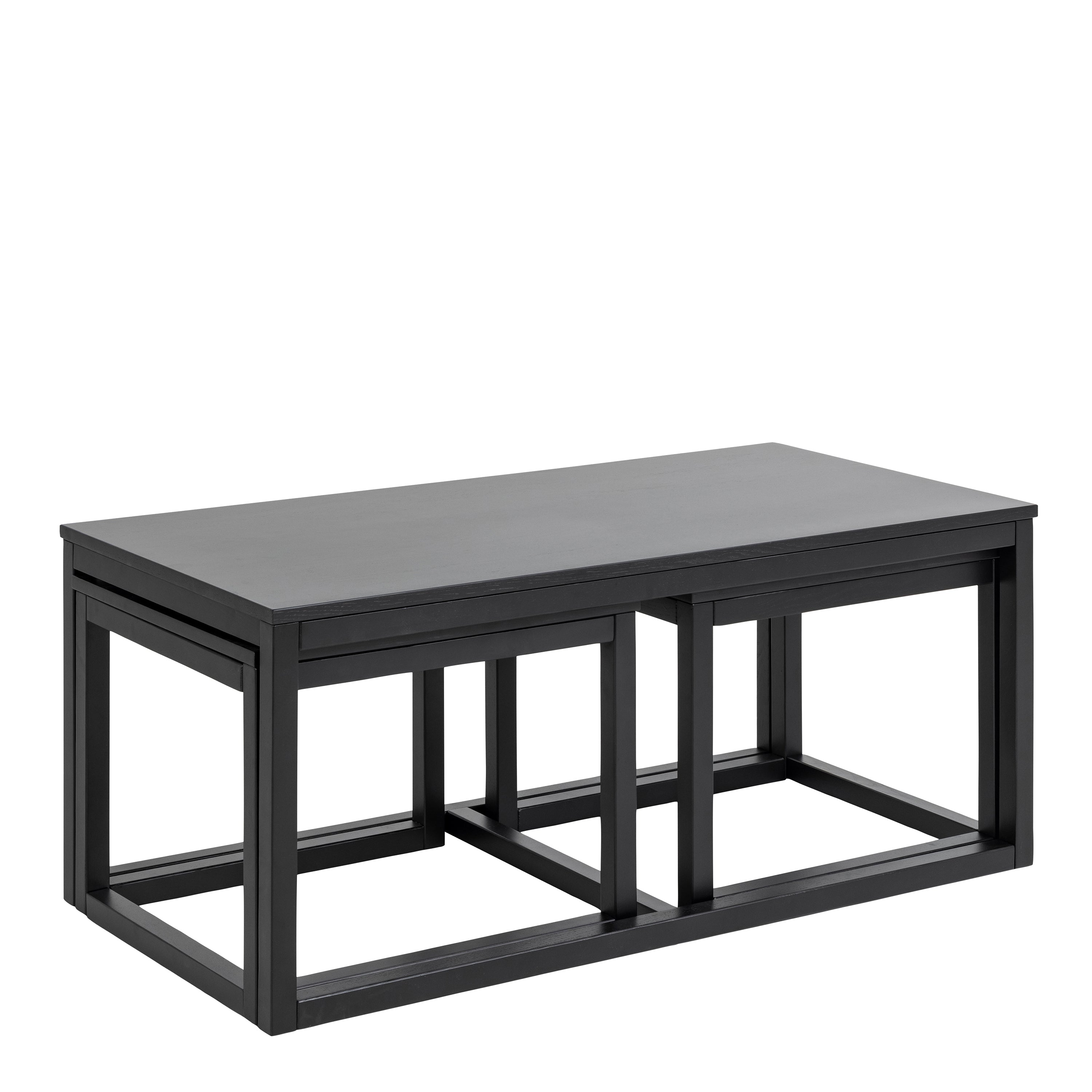 Cornus Square Coffee Table Set in Matt Black Set of 3 – FTG