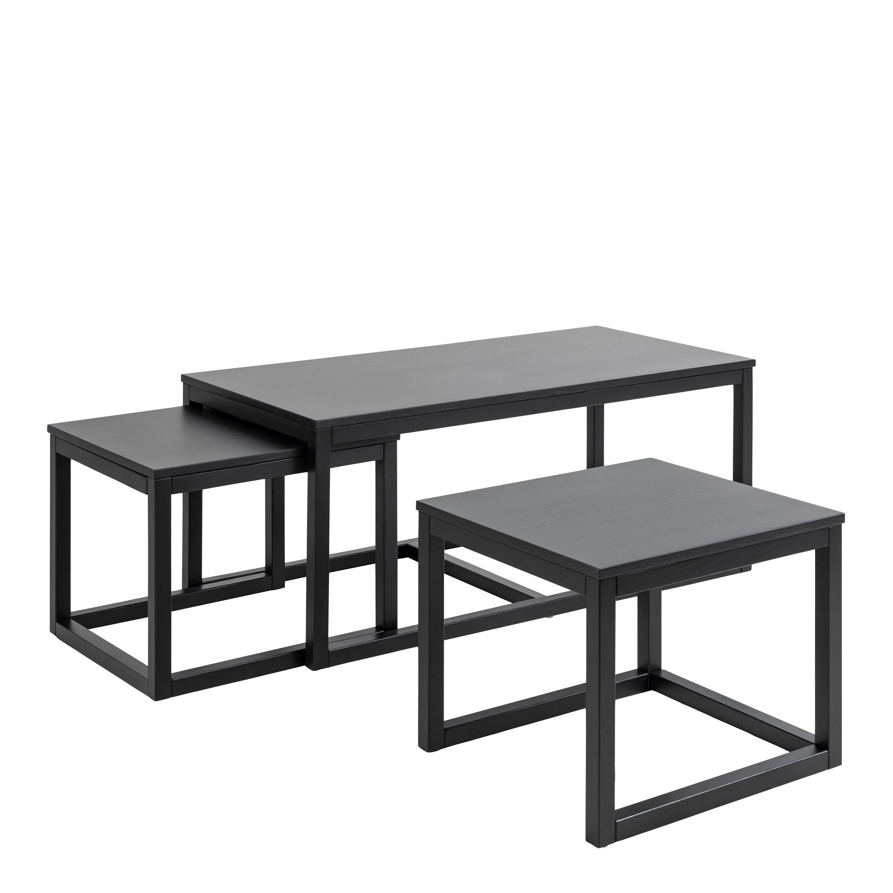 Cornus Square Coffee Table Set in Matt Black Set of 3 – FTG, view 4