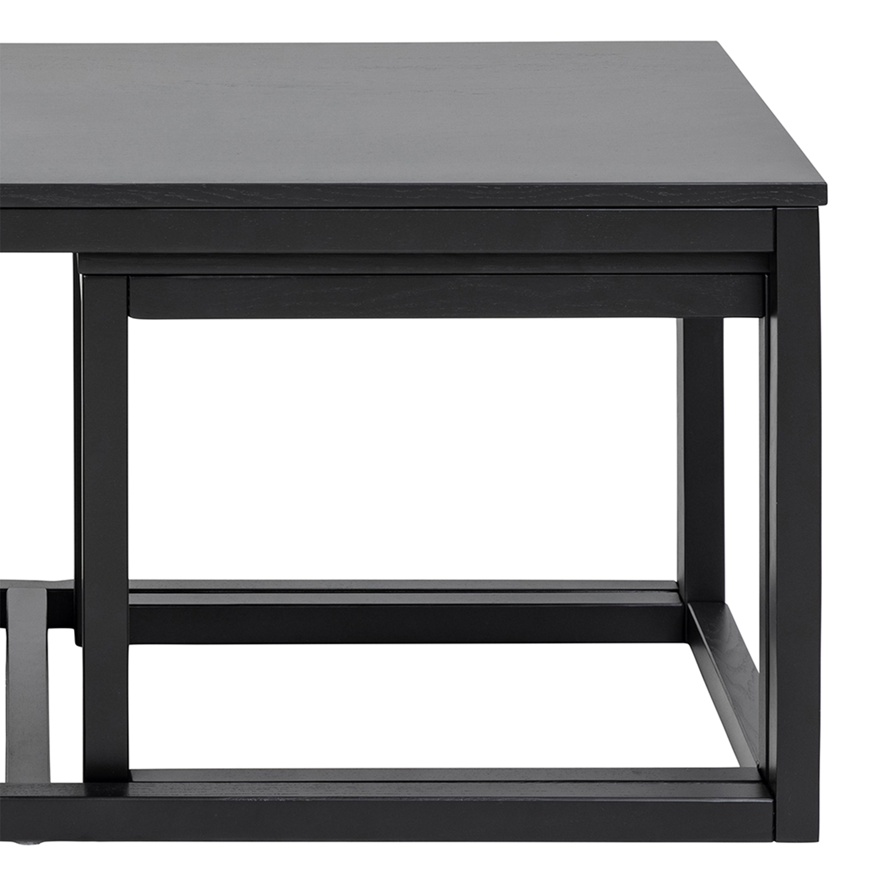 Cornus Square Coffee Table Set in Matt Black Set of 3 – FTG, view 9
