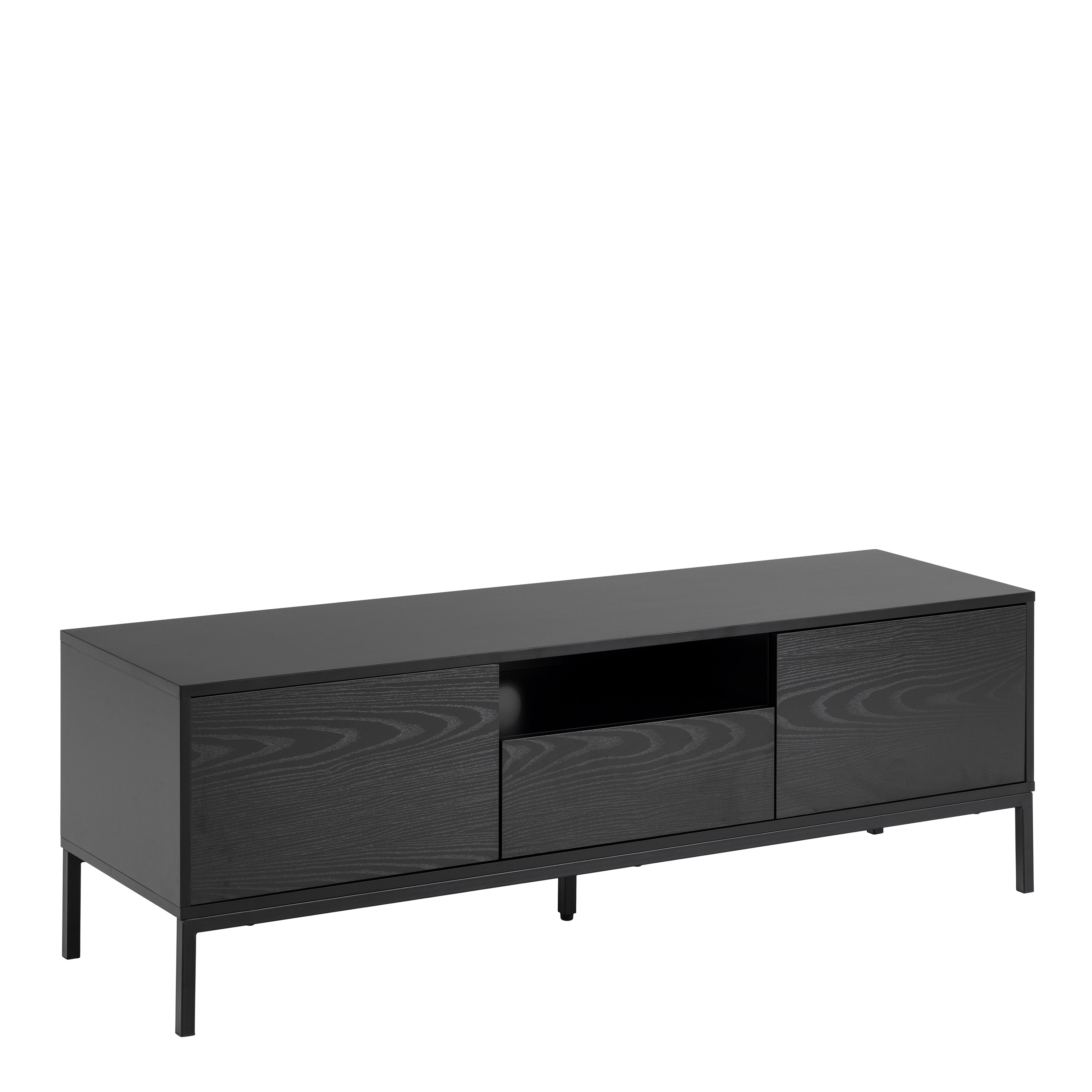 Seaford 2 Door 1 Drawer TV Unit in Ash Black – FTG