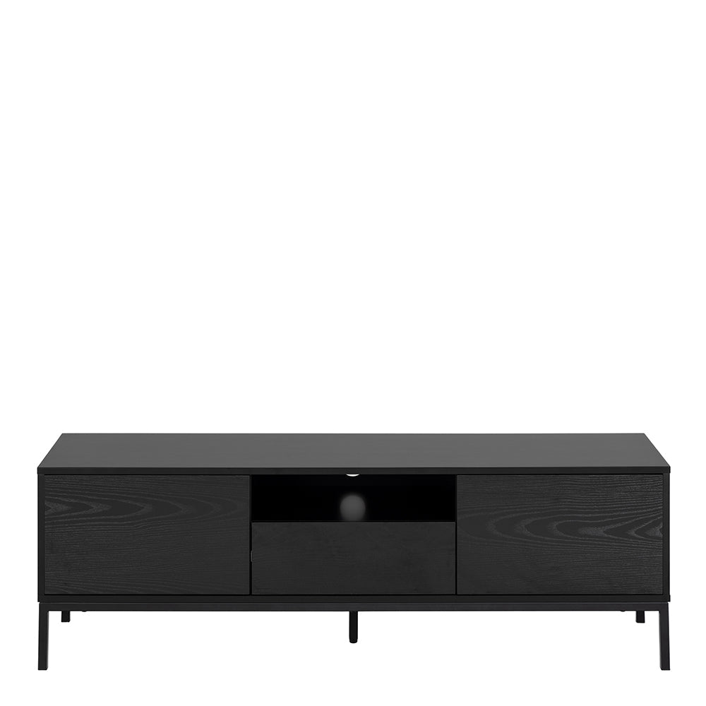 Seaford 2 Door 1 Drawer TV Unit in Ash Black – FTG, view 2