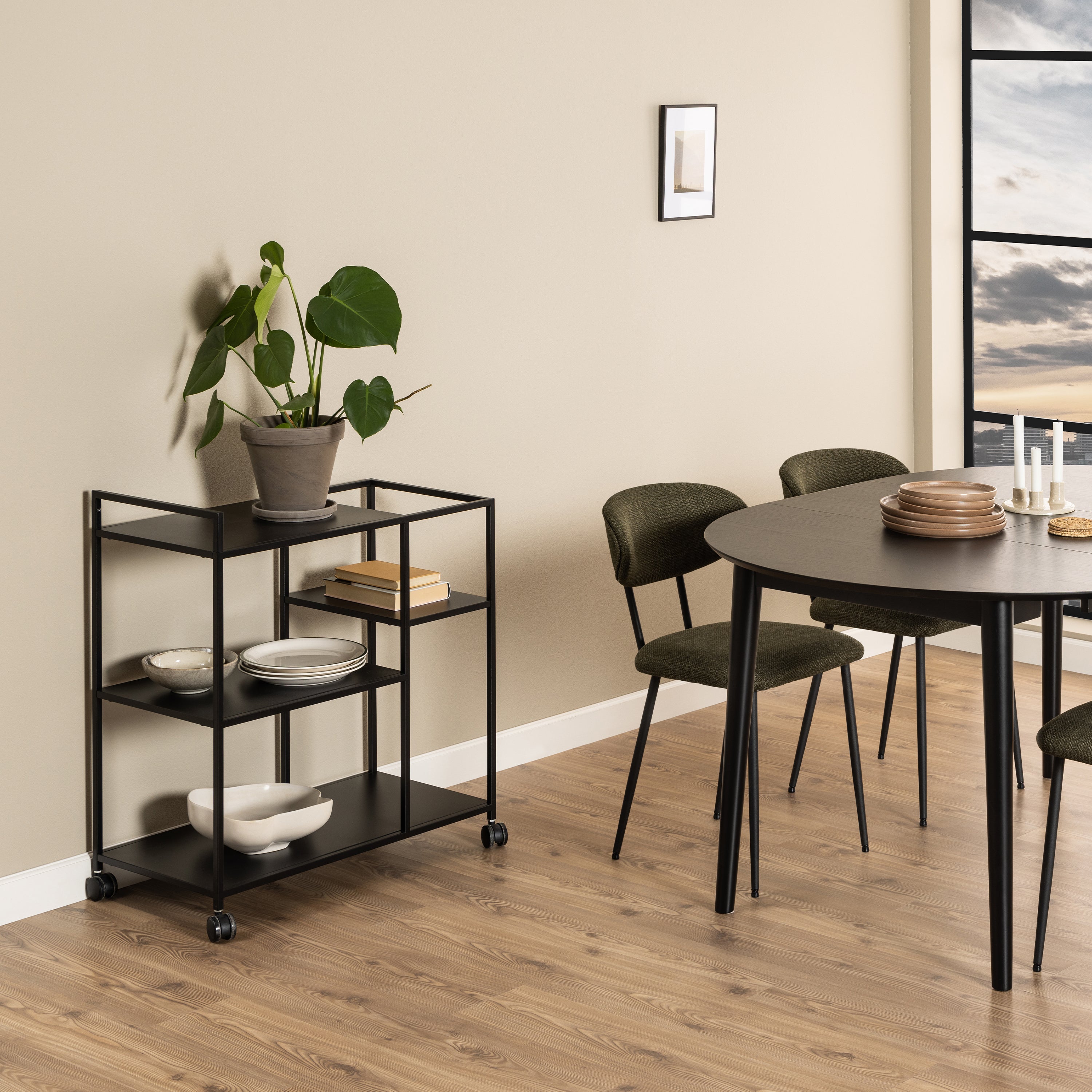 Newcastle Serving Trolley in Matt Black – FTG, view 4
