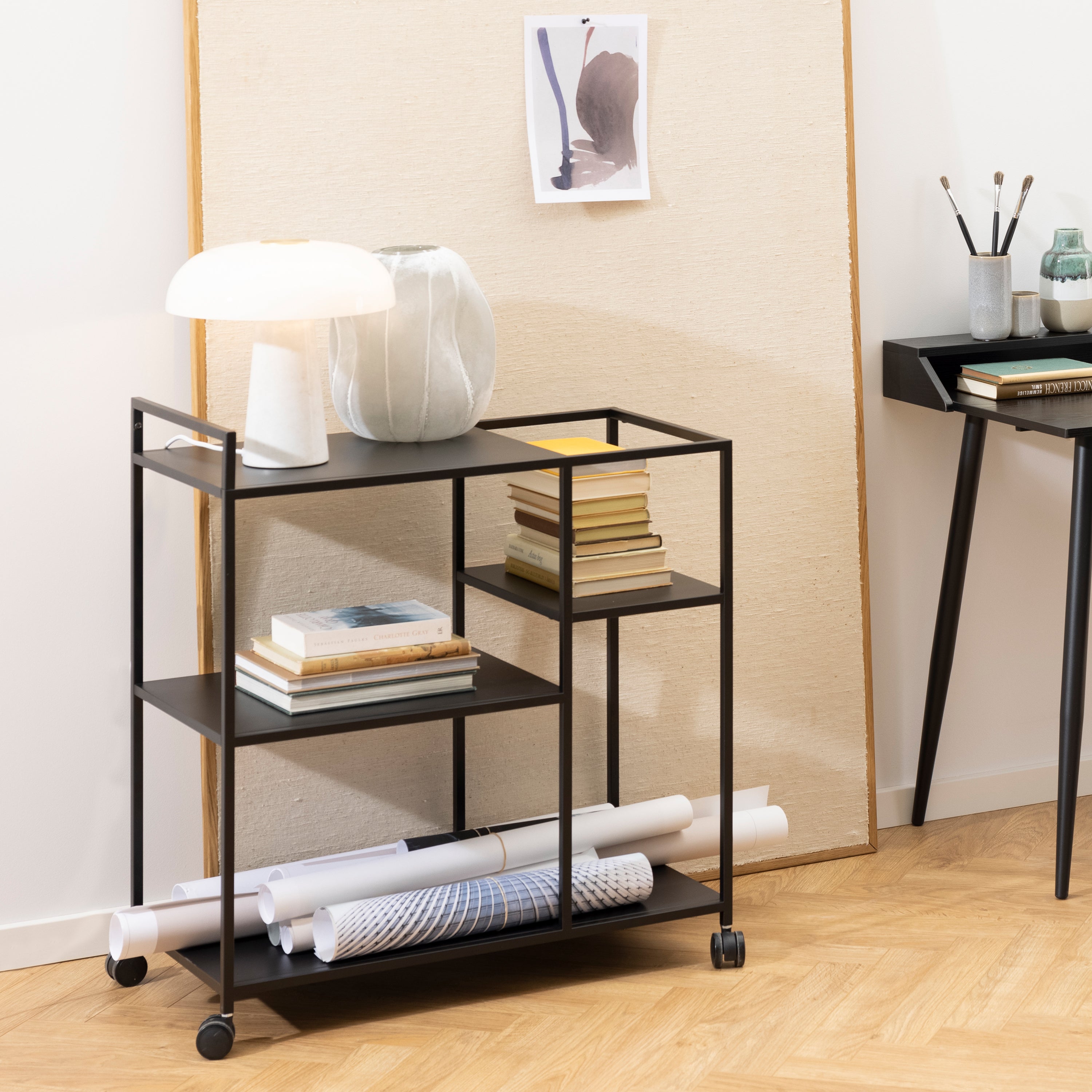Newcastle Serving Trolley in Matt Black – FTG, view 5