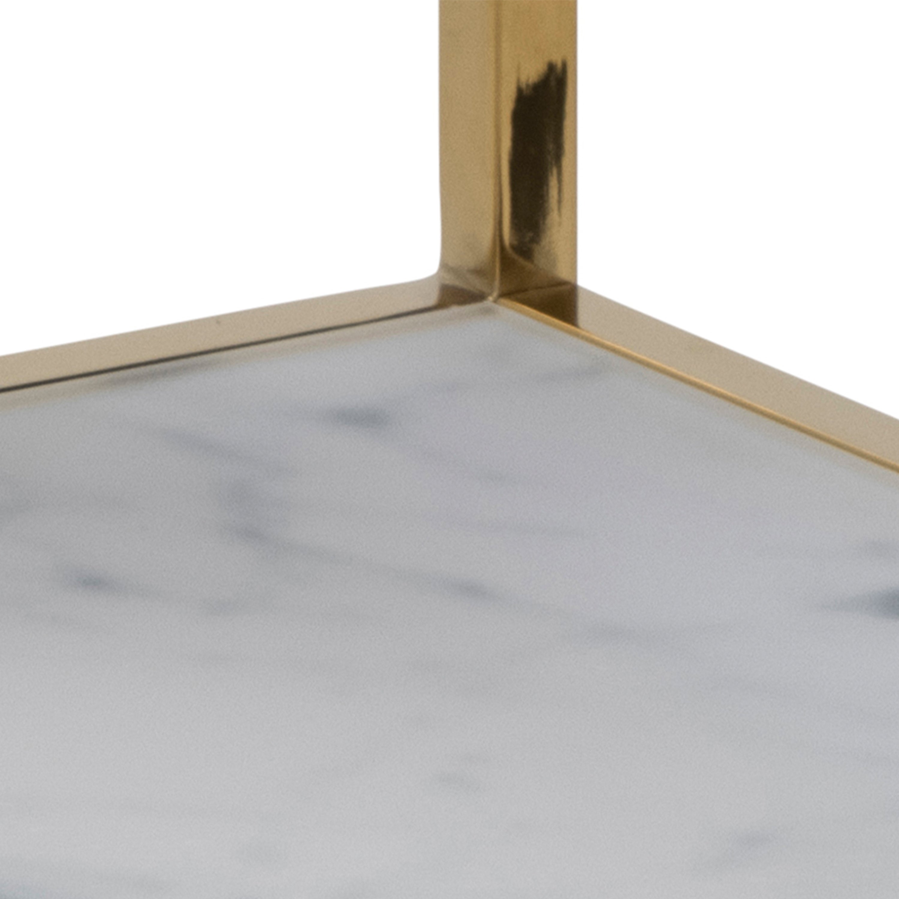 Alisma Bedside Table with White Marble Glass & Gold Base