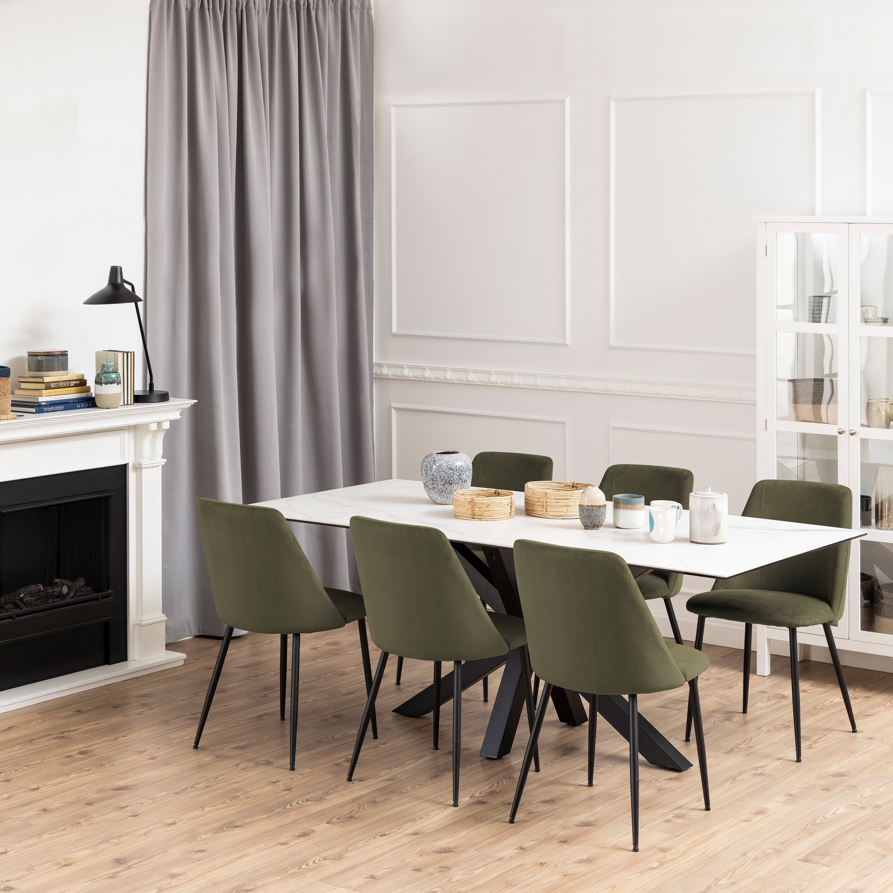 Ines Dining chair in Olive Green Set of 4 – FTG, view 4