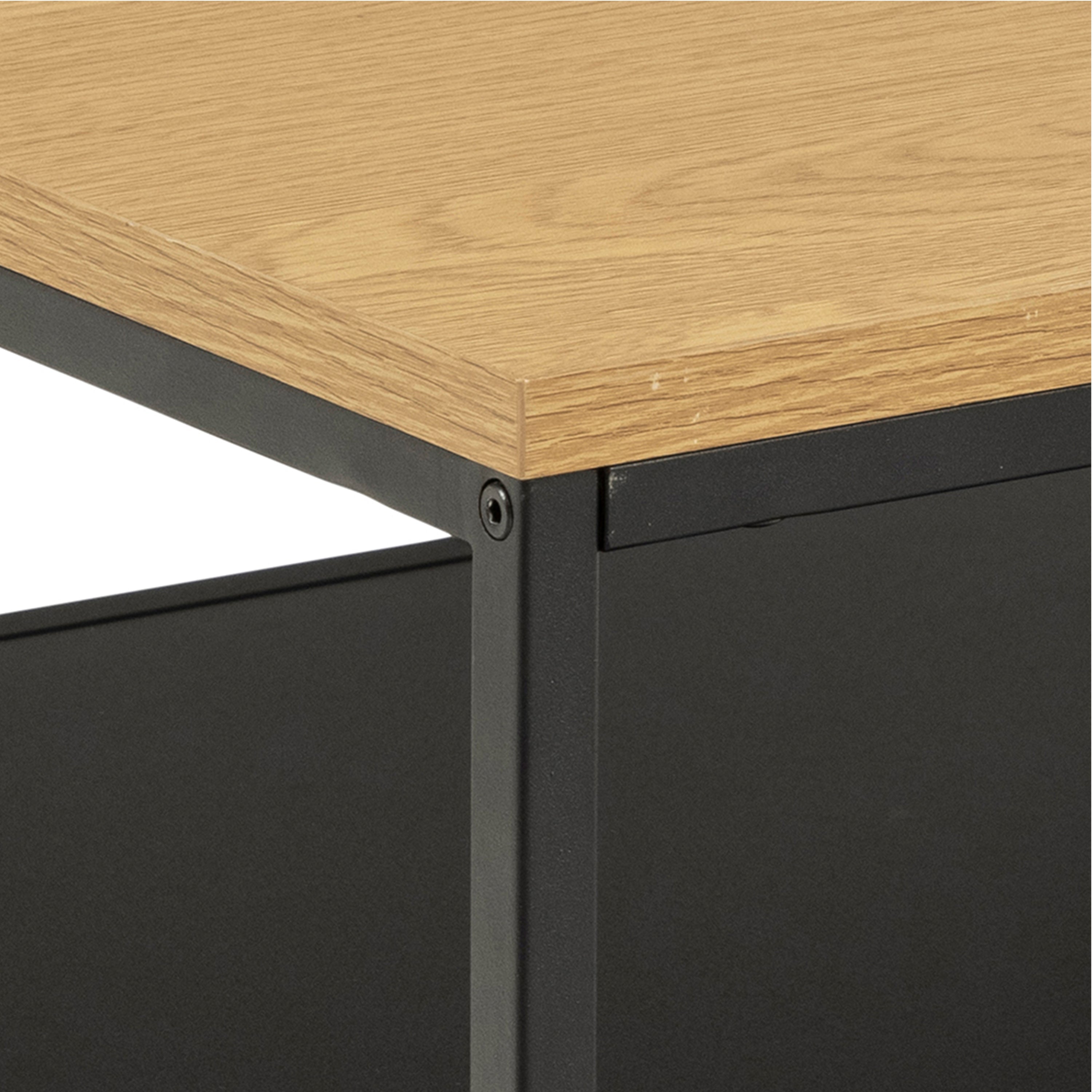 Gila Square Coffee Table with Open Shelf in Oak & Black – FTG, view 5
