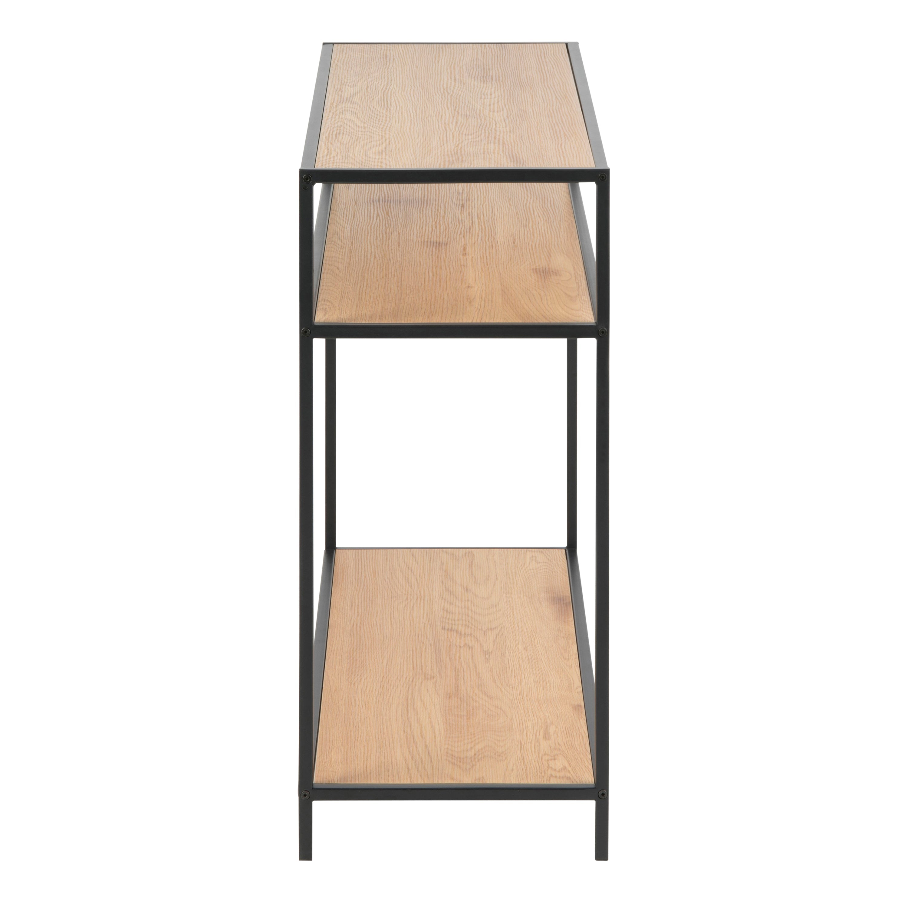 Seaford Console Table, 2 Shelves in Black and Oak – FTG, view 3