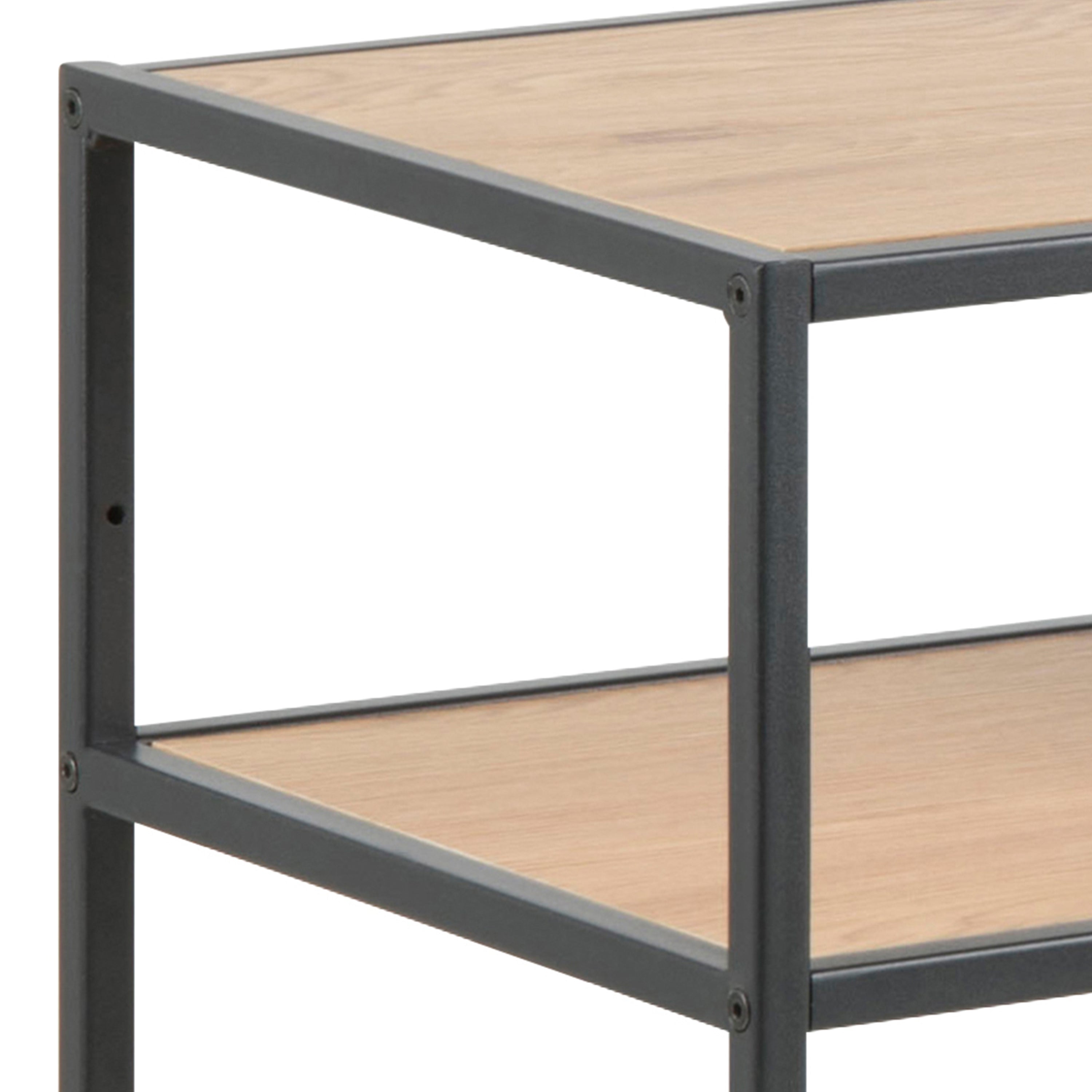Seaford Console Table, 2 Shelves in Black and Oak – FTG, view 5