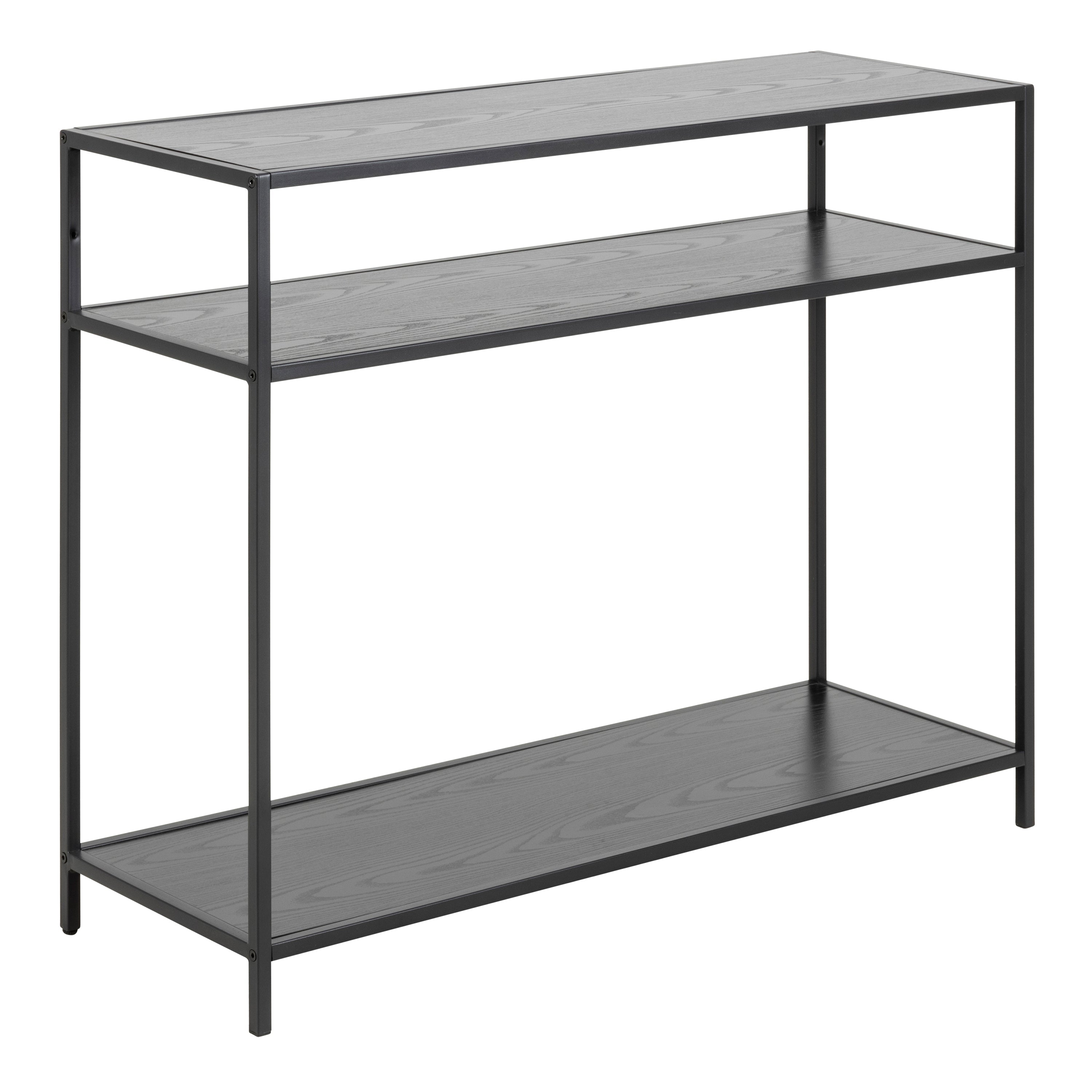 Seaford Console Table with 2 Shelves in Black – FTG
