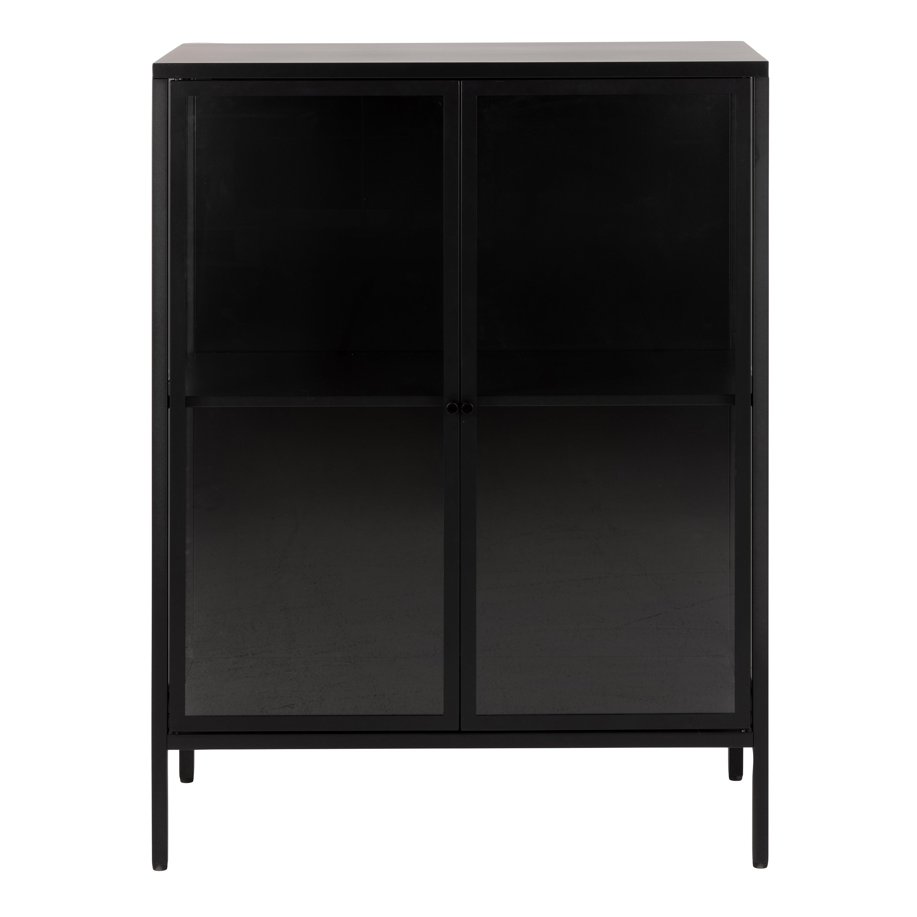 Newcastle Low 2 Door Display Cabinet in Matt Black – FTG, view 2