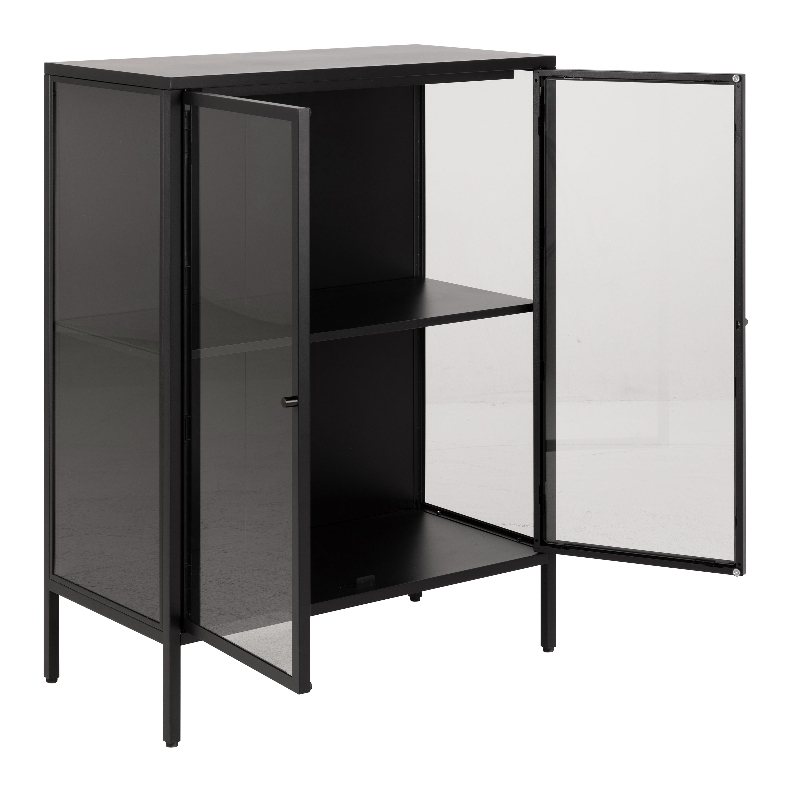Newcastle Low 2 Door Display Cabinet in Matt Black – FTG, view 4
