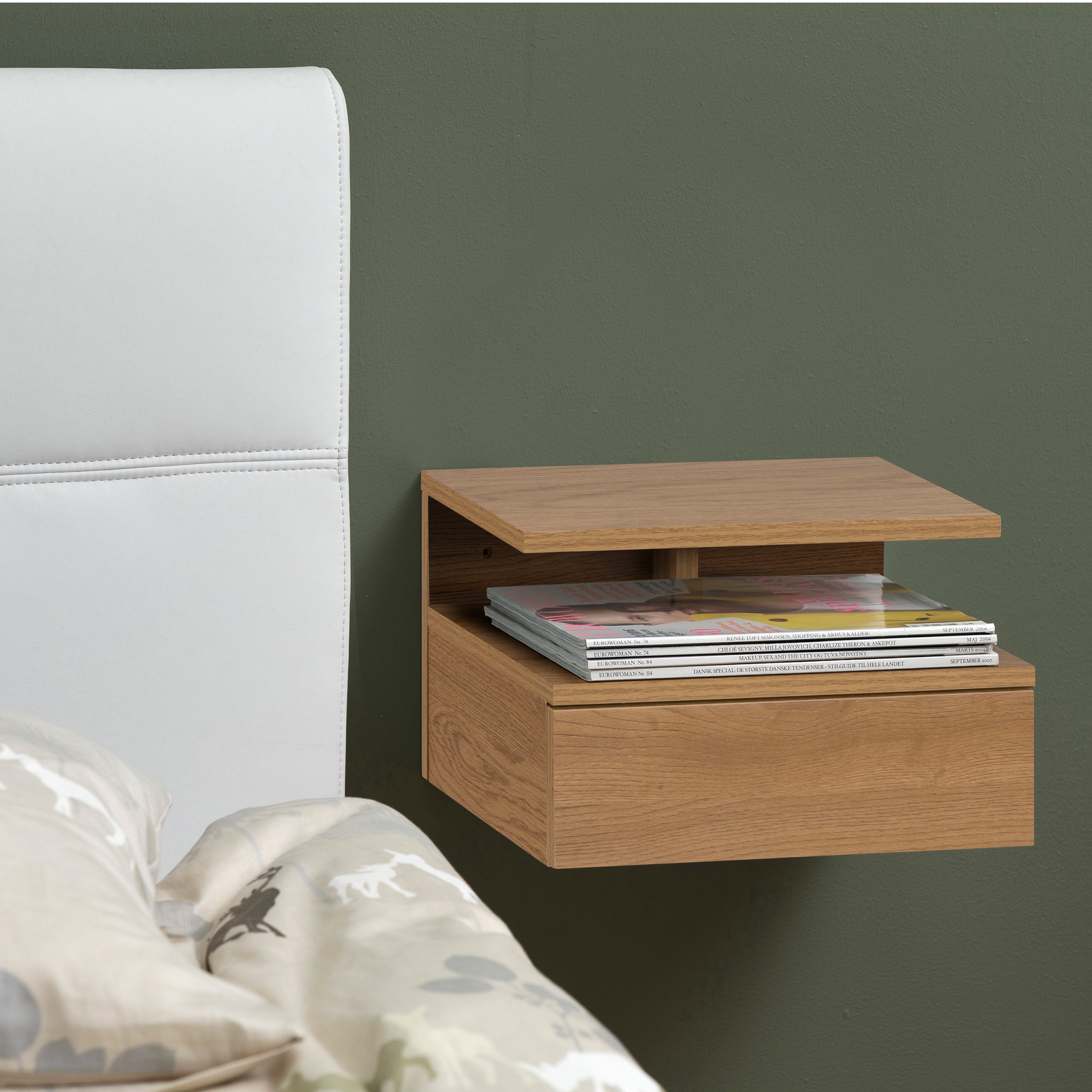 Ashlan Bedside Table with 1 Drawer in Oak – FTG, view 5