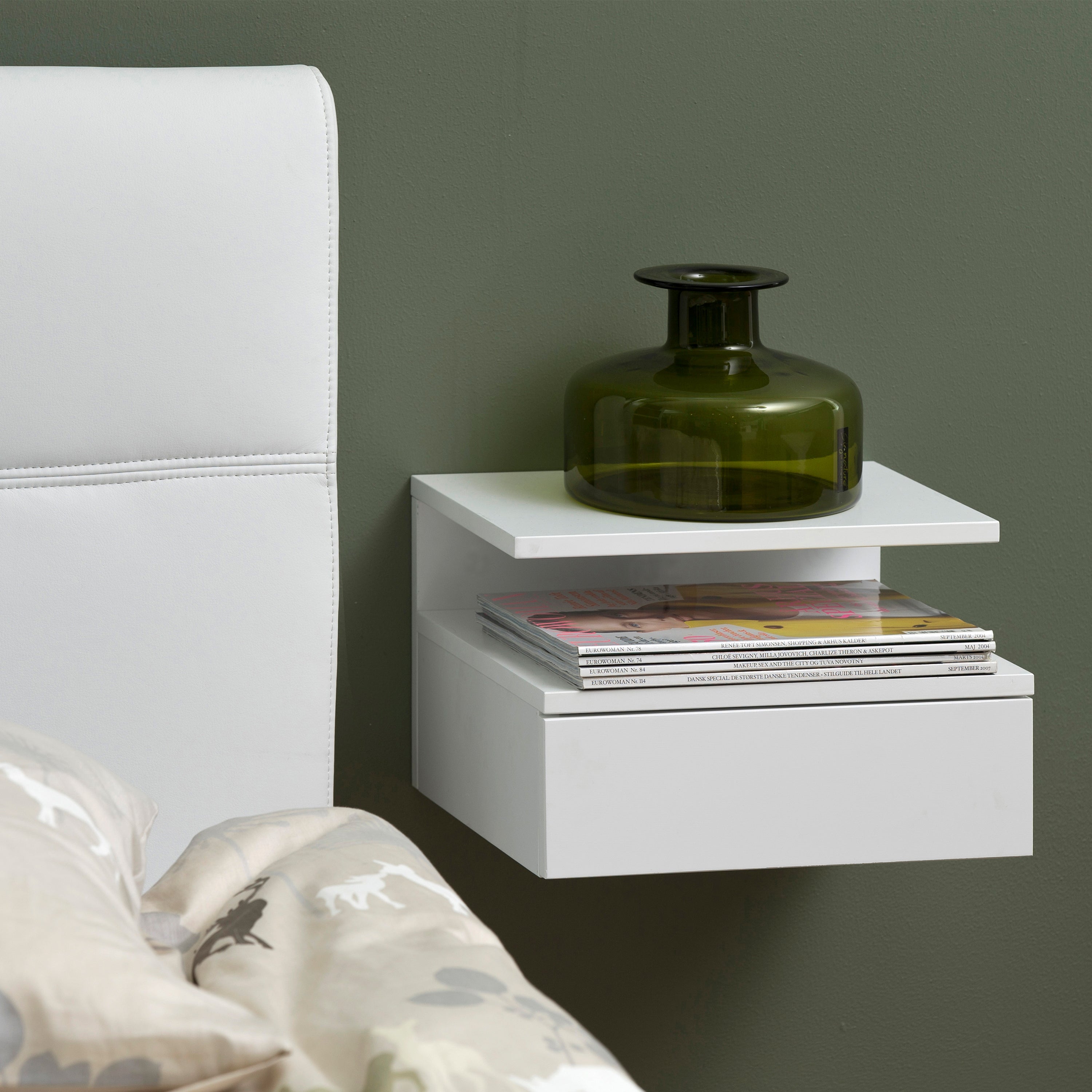 Ashlan Bedside Table with 1 Drawer in White – FTG, view 8