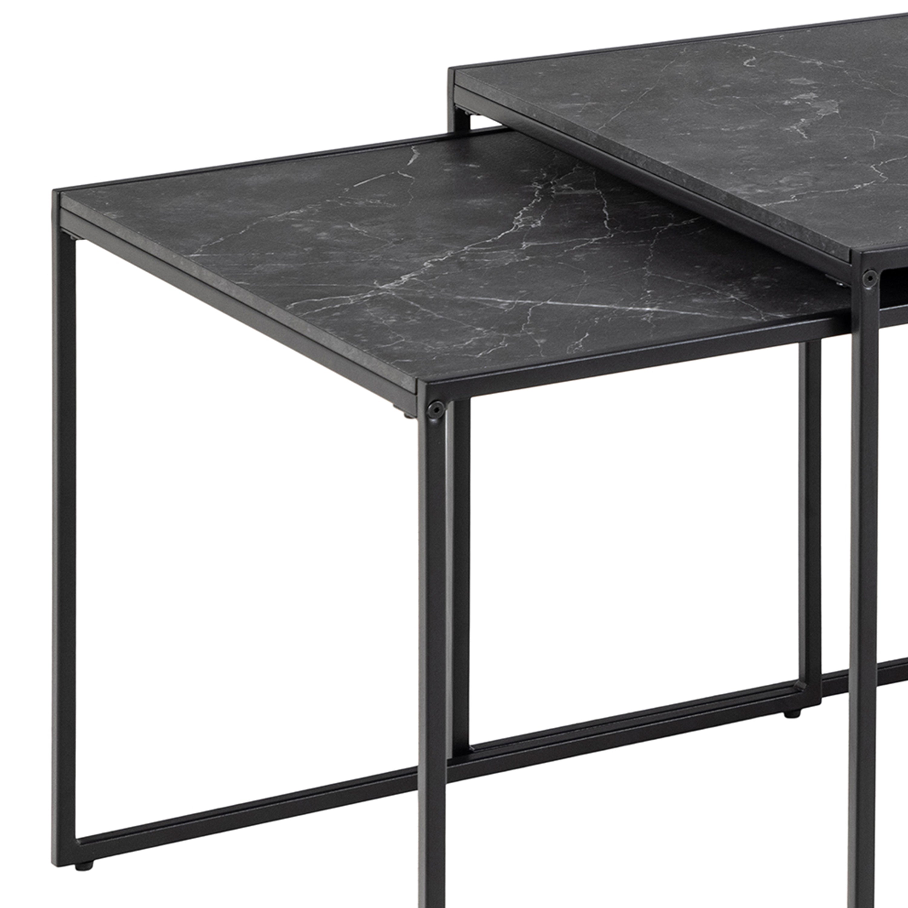 Infinity Square/Coffee Table Setin Matt Black Set of 3 – FTG, view 10