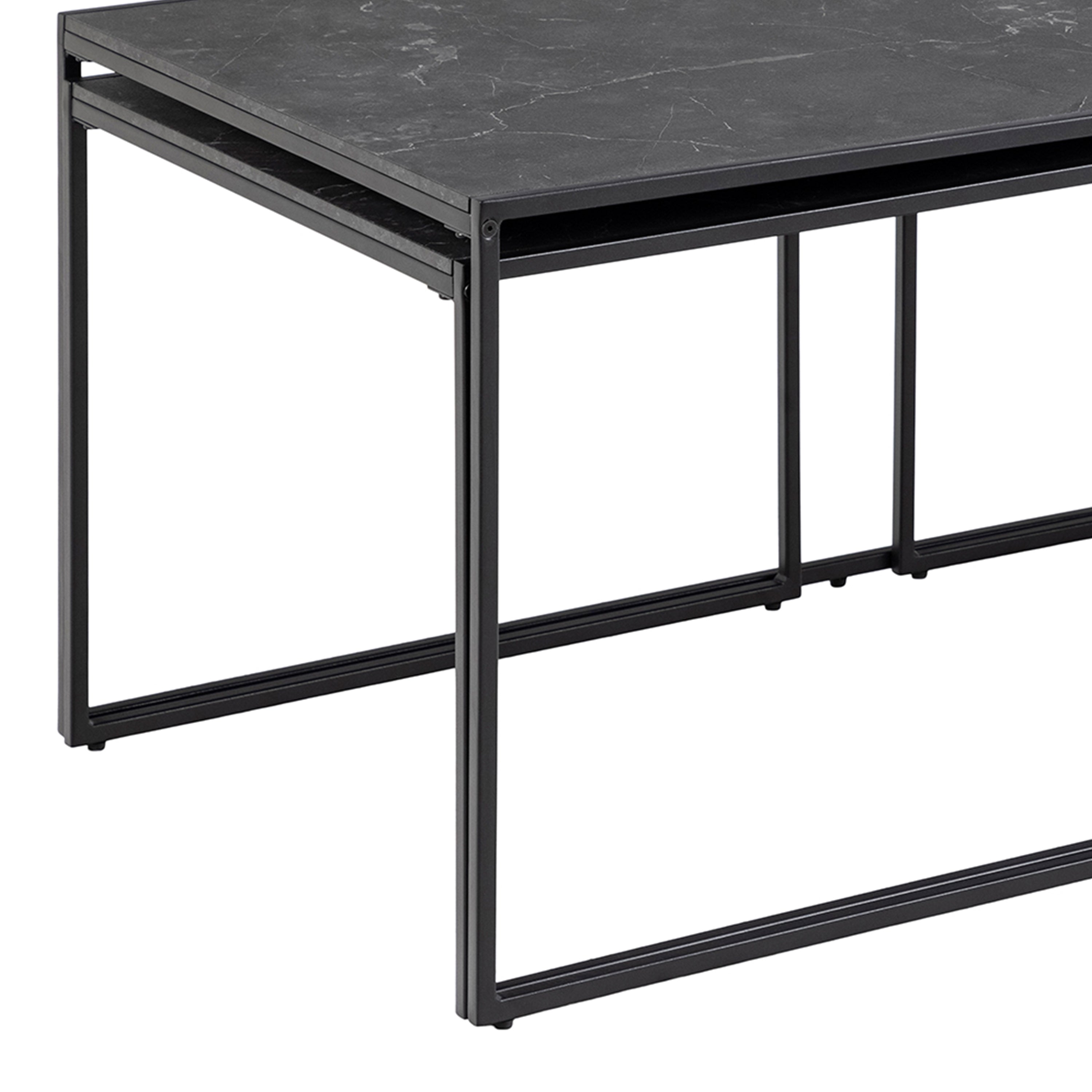 Infinity Square/Coffee Table Setin Matt Black Set of 3 – FTG, view 11