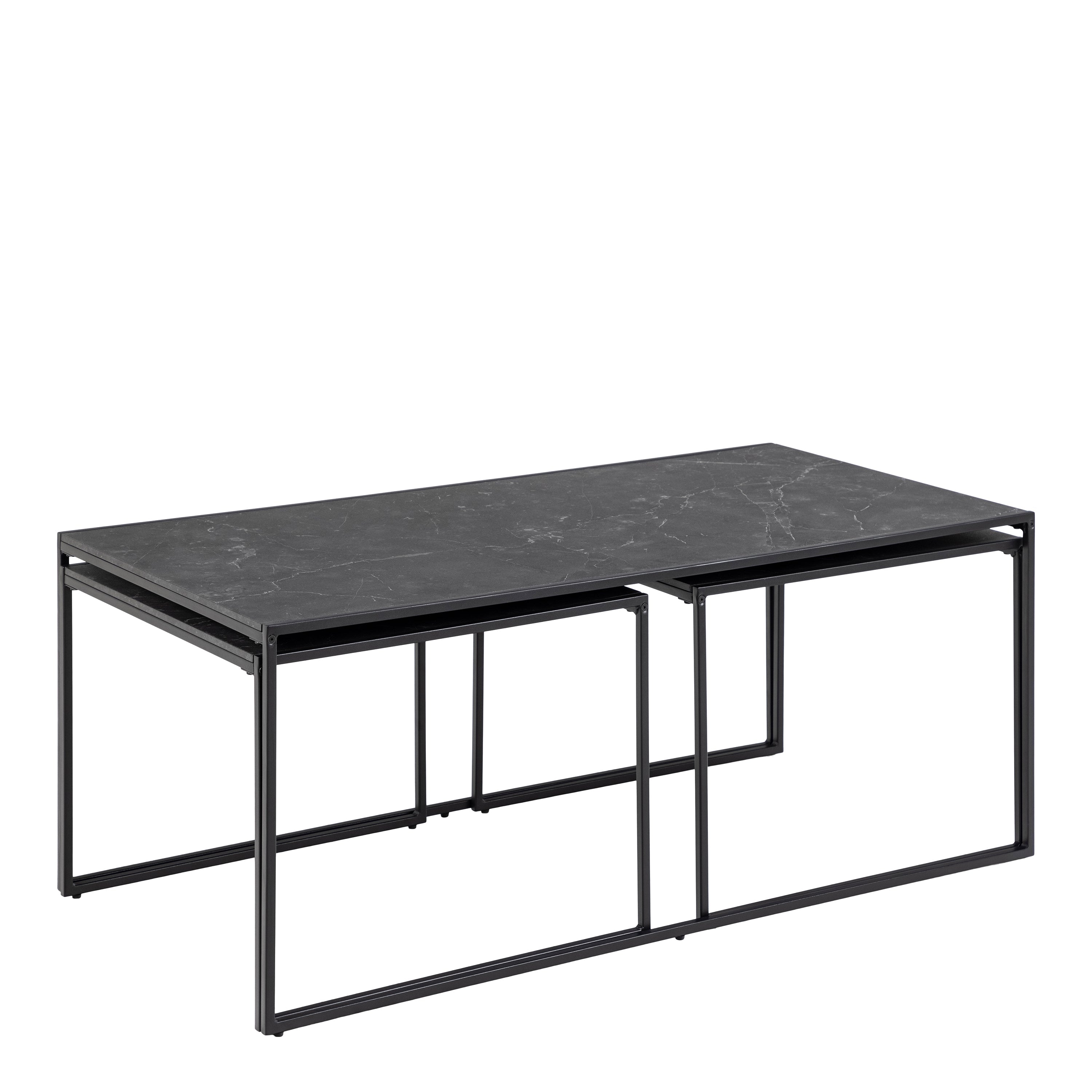 Infinity Square/Coffee Table Setin Matt Black Set of 3 – FTG