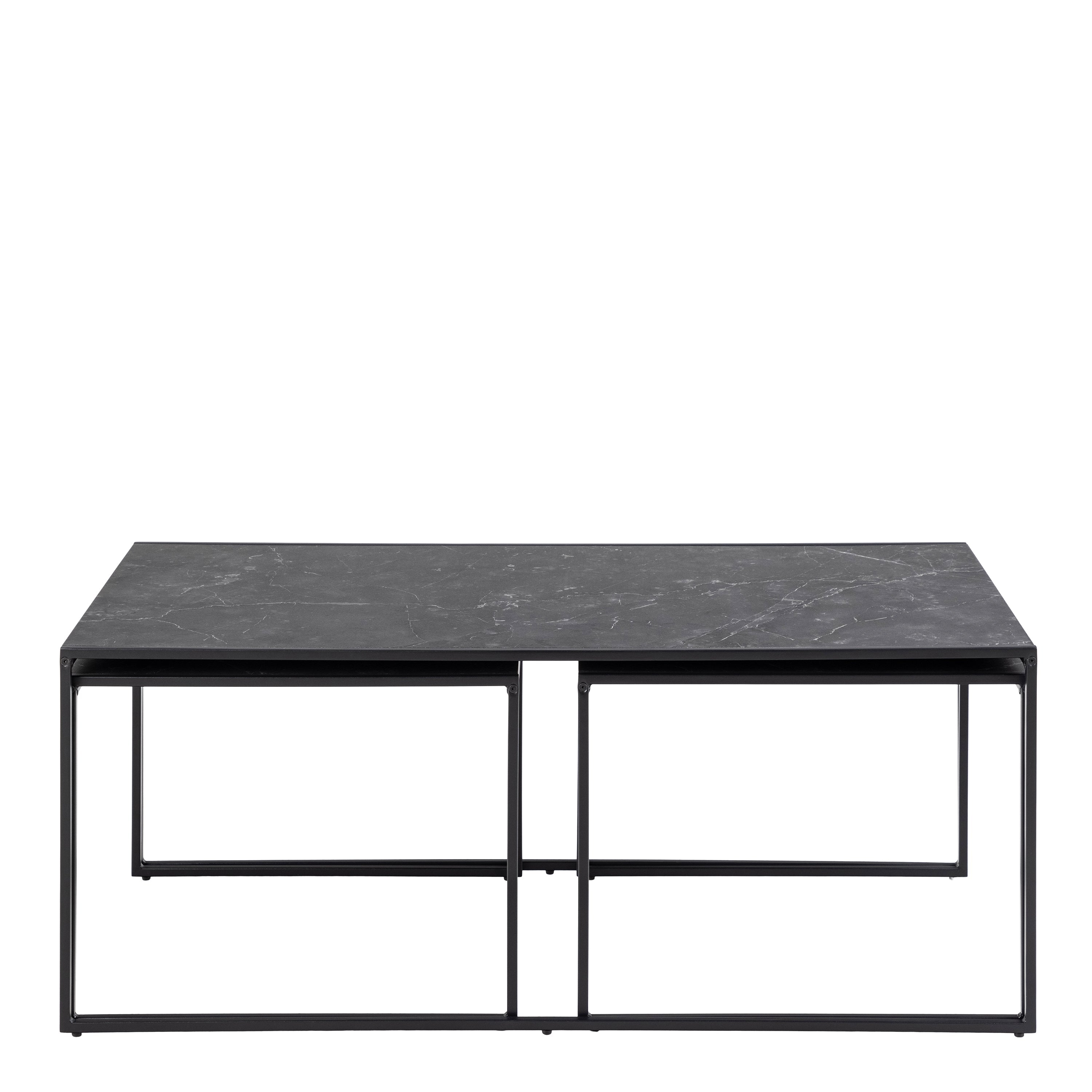 Infinity Square/Coffee Table Setin Matt Black Set of 3 – FTG, view 2