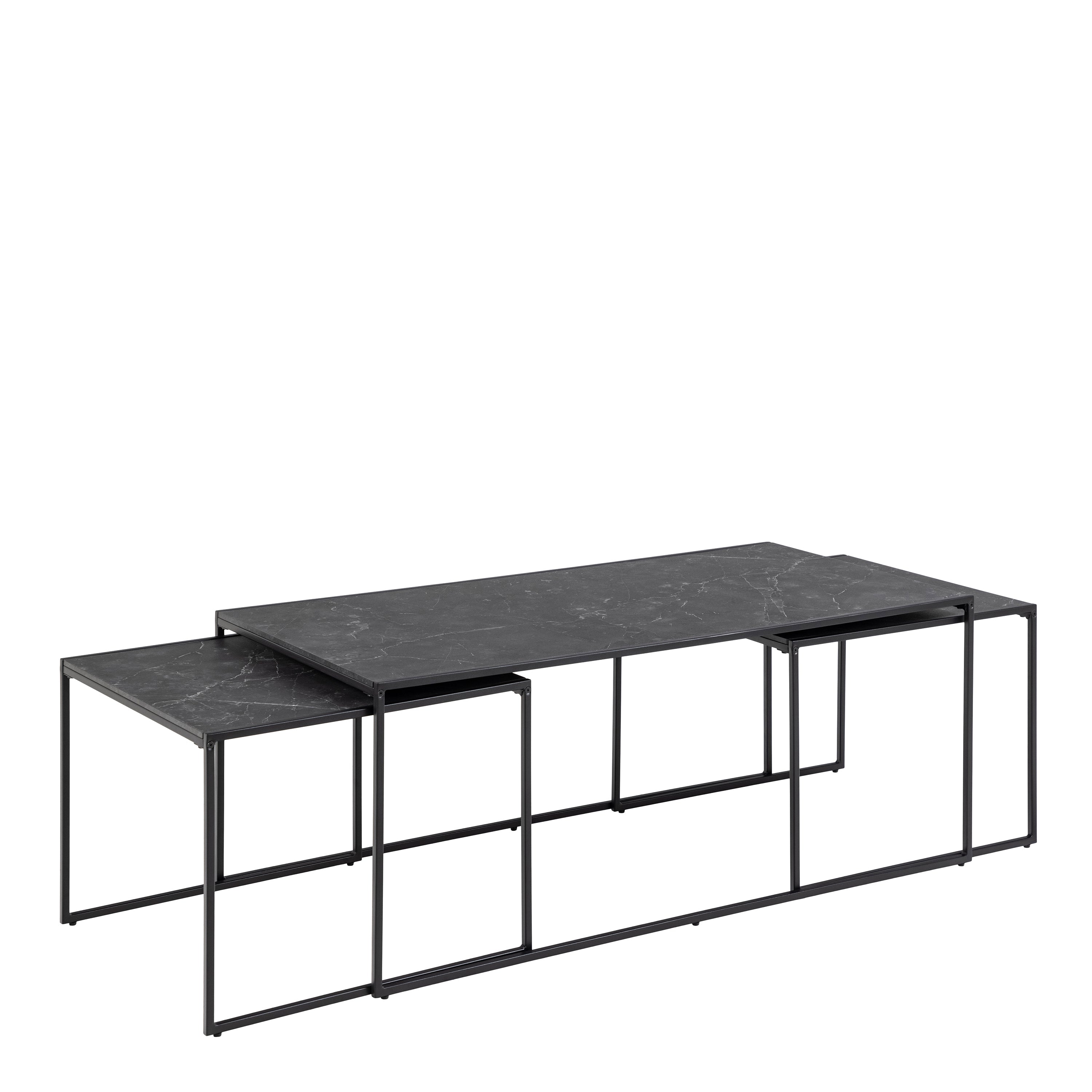 Infinity Square/Coffee Table Setin Matt Black Set of 3 – FTG, view 3