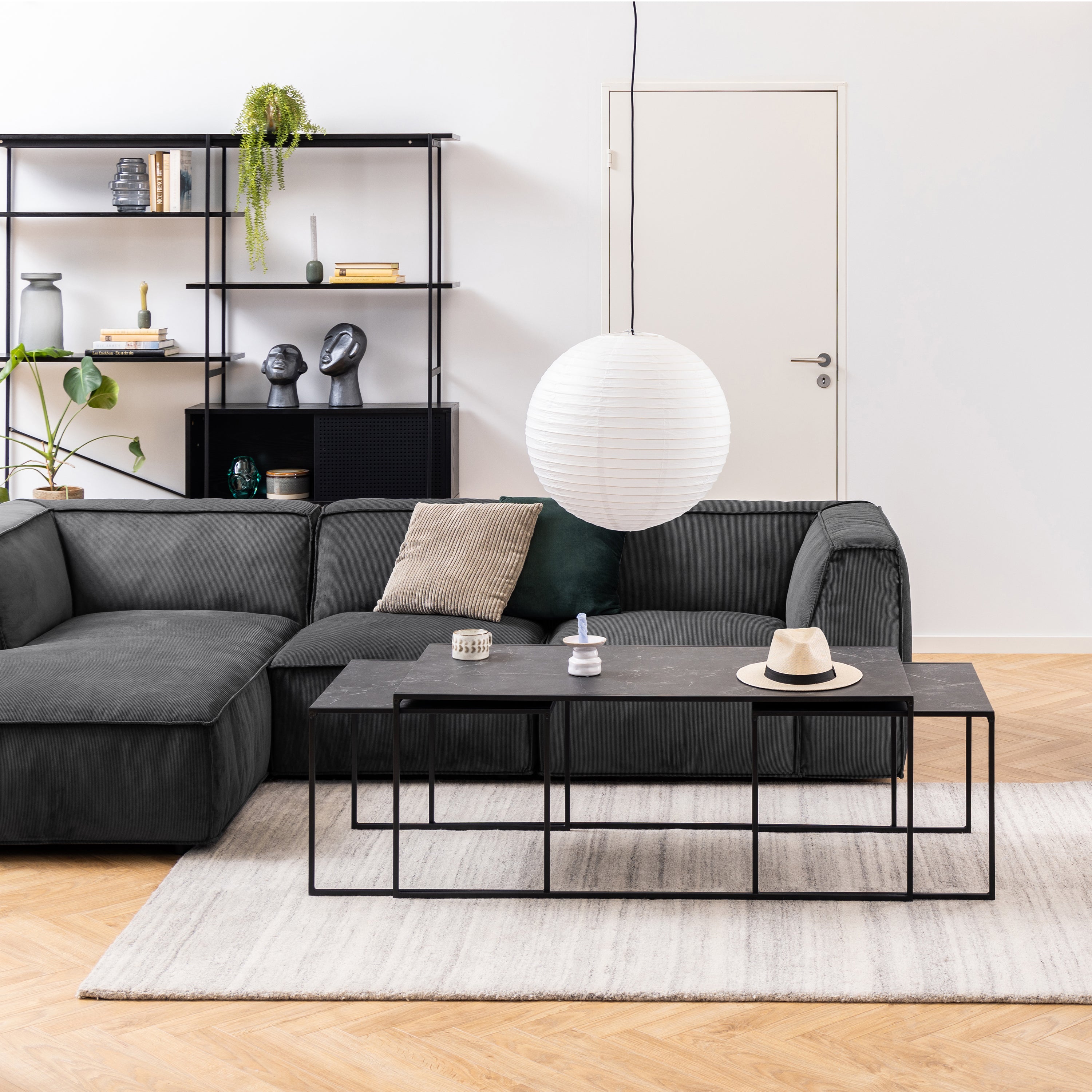 Infinity Square/Coffee Table Setin Matt Black Set of 3 – FTG, view 4