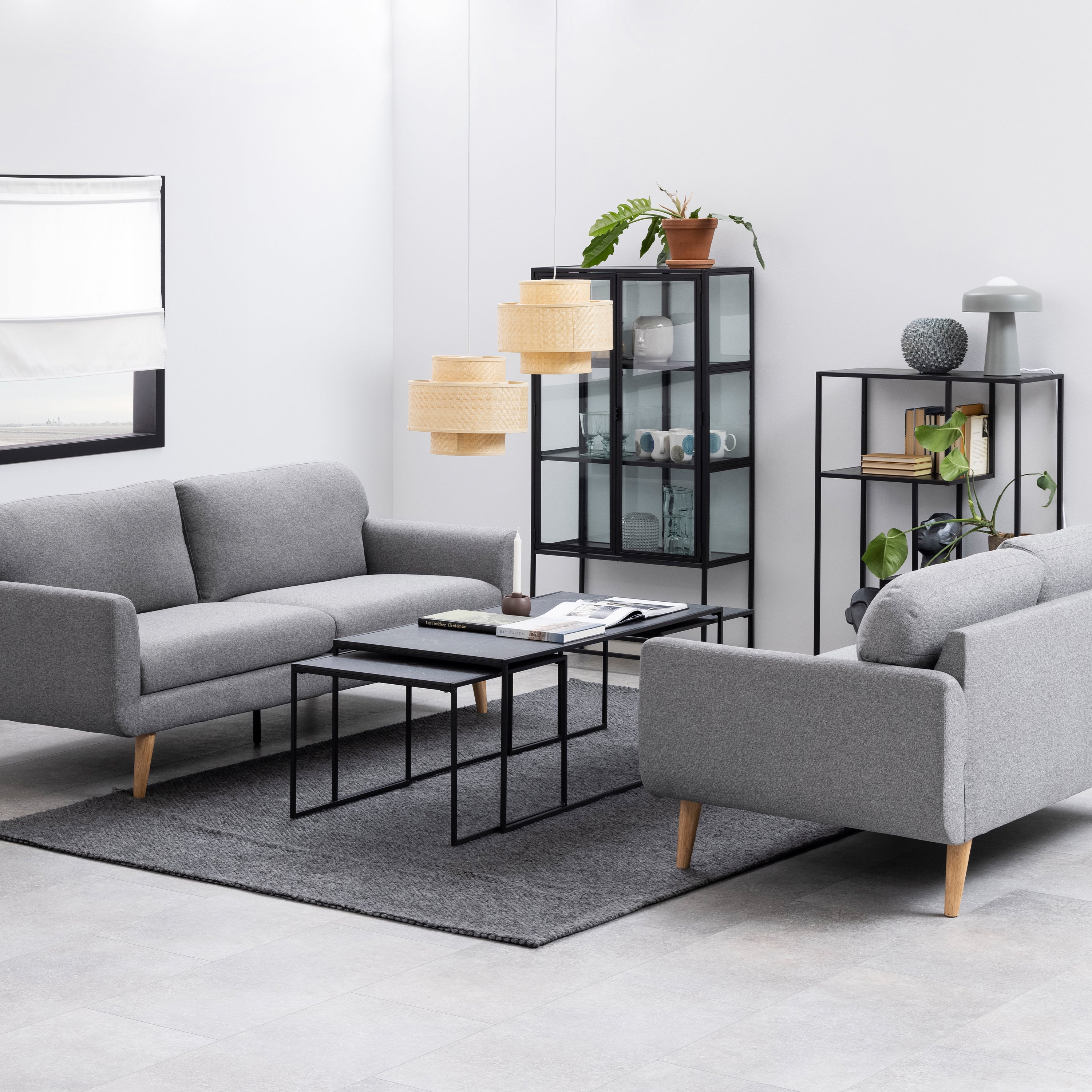 Infinity Square/Coffee Table Setin Matt Black Set of 3 – FTG, view 5