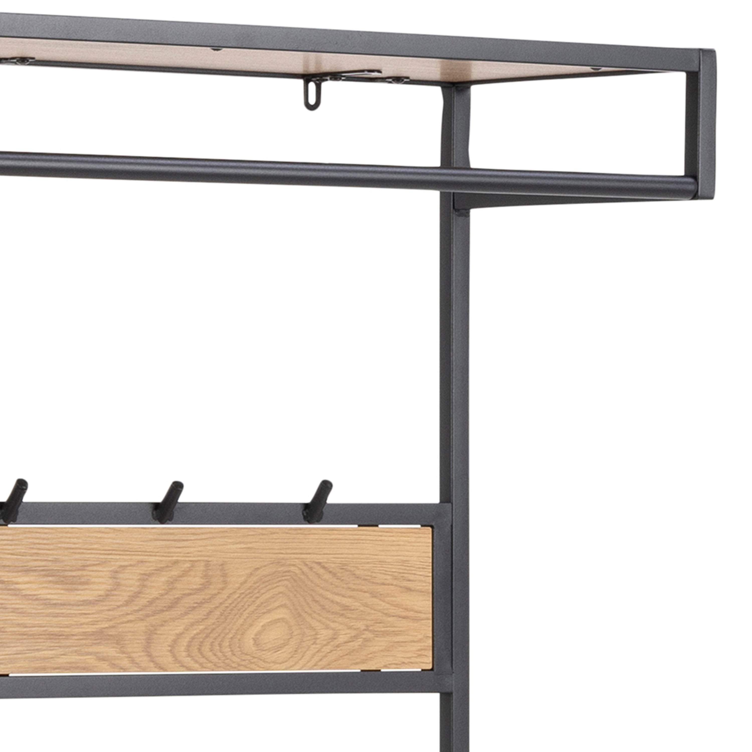 Seaford Clothes Rack with 3 Shelves in Black and Oak – FTG, view 5