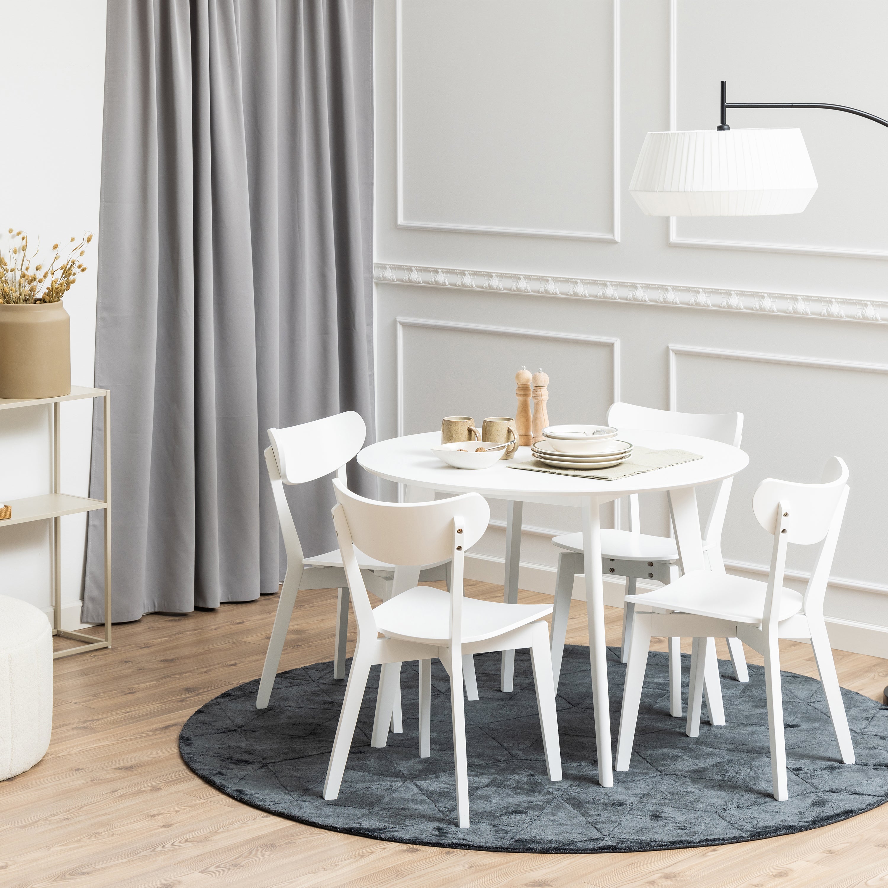 Roxby Round Dining Table in White – FTG, view 3