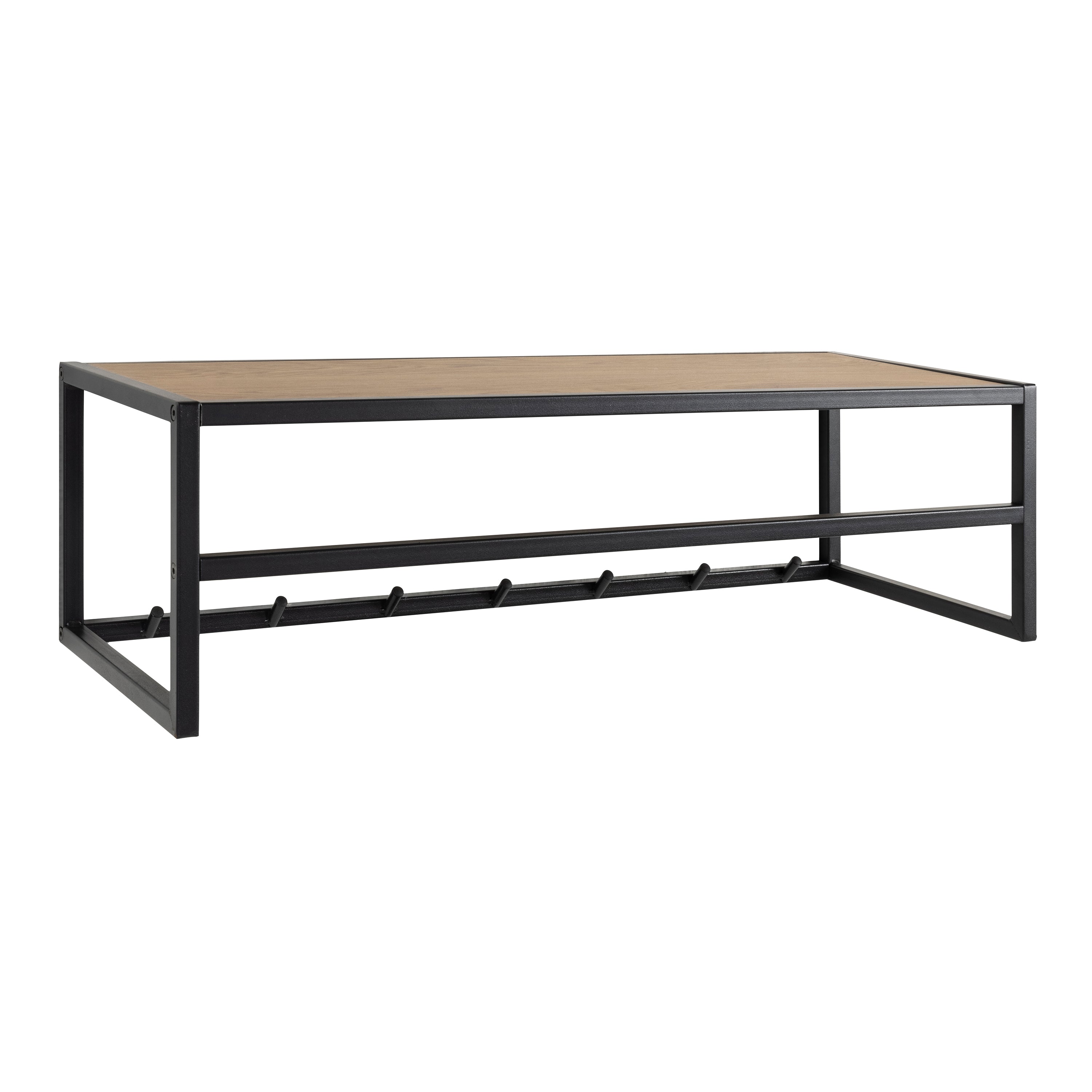 Seaford Black Metal Coat Rack with Oak Top – FTG
