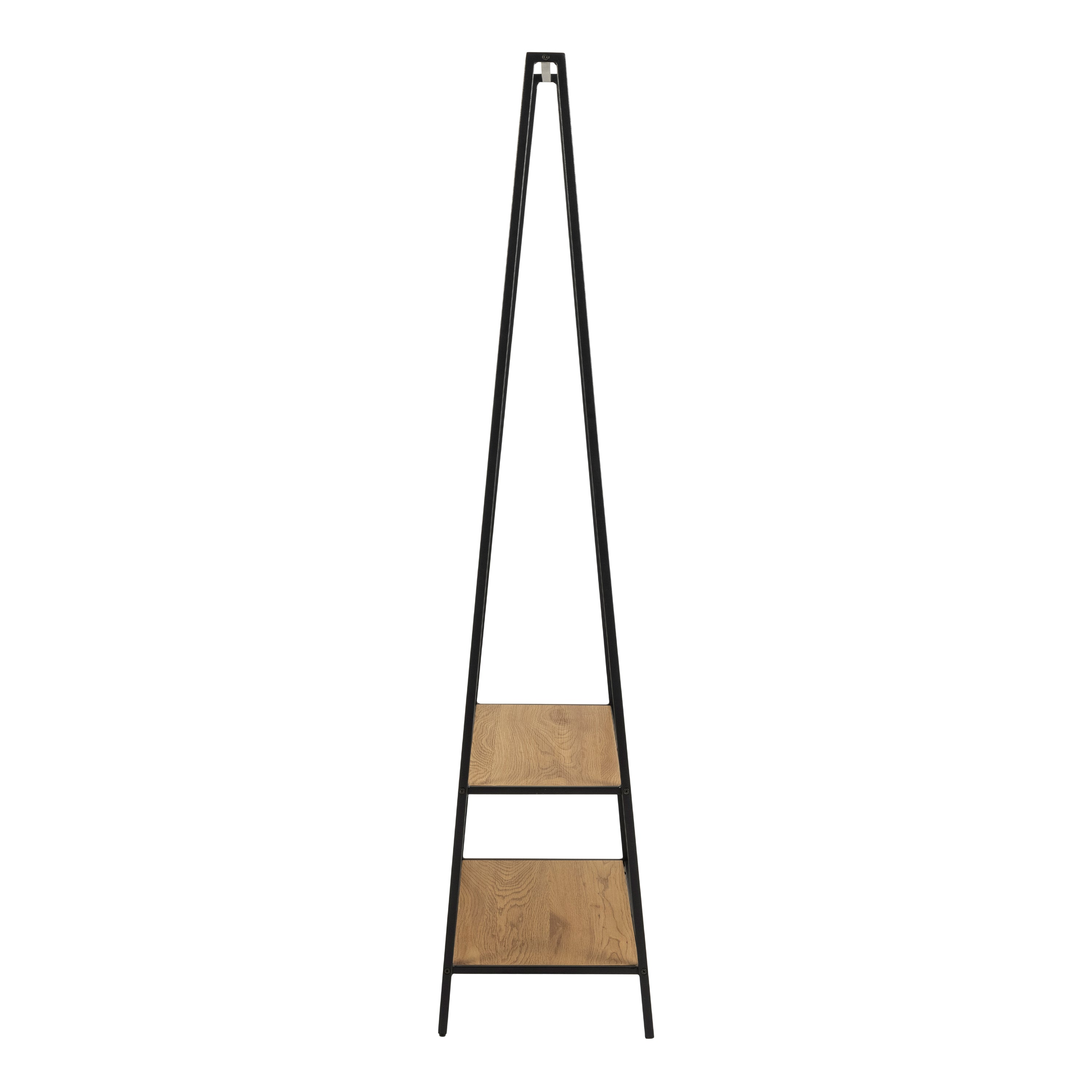 Seaford Black Metal Clothes Rack with 2 Oak Shelves – FTG, view 3