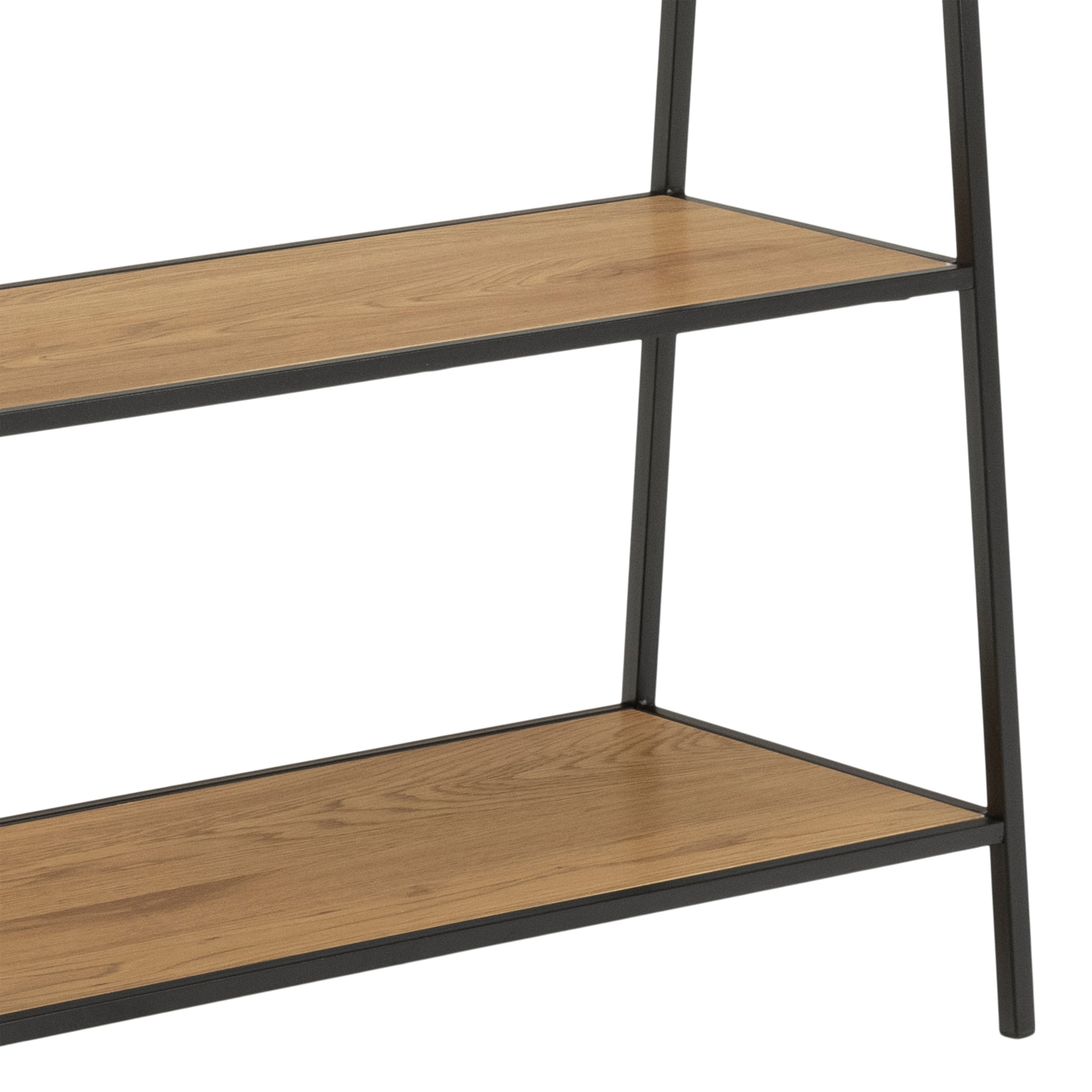 Seaford Black Metal Clothes Rack with 2 Oak Shelves – FTG, view 7
