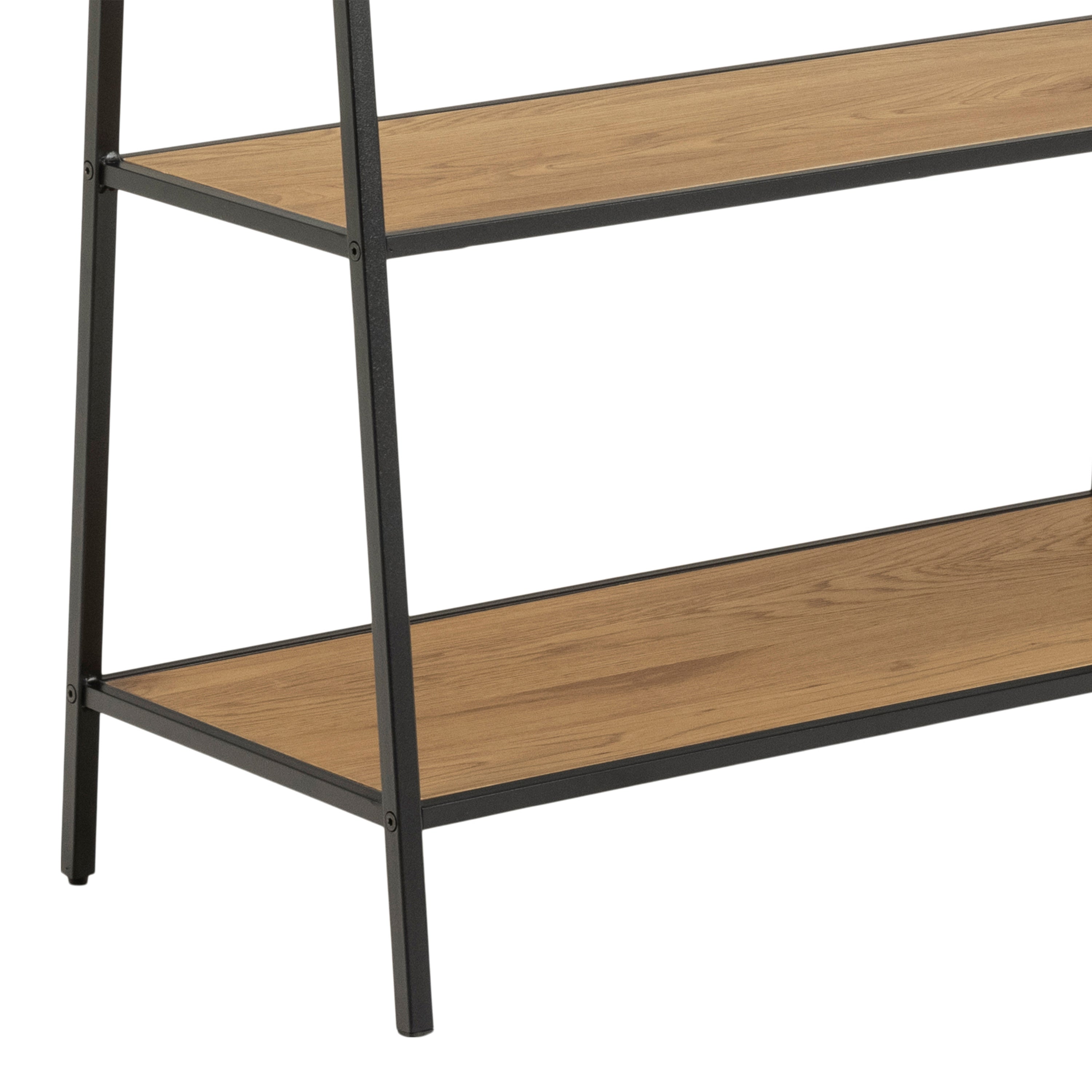Seaford Black Metal Clothes Rack with 2 Oak Shelves – FTG, view 8