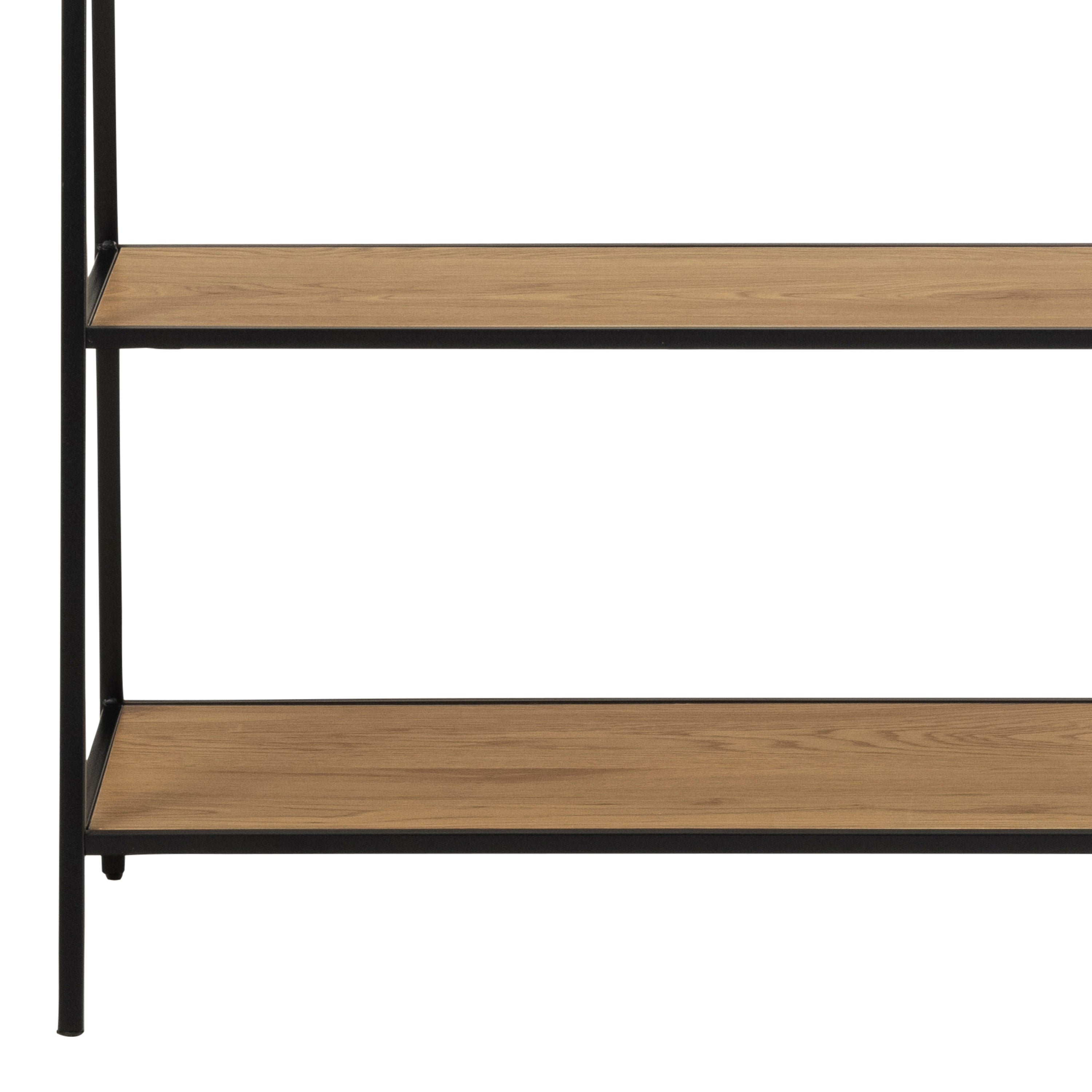 Seaford Black Metal Clothes Rack with 2 Oak Shelves – FTG, view 9