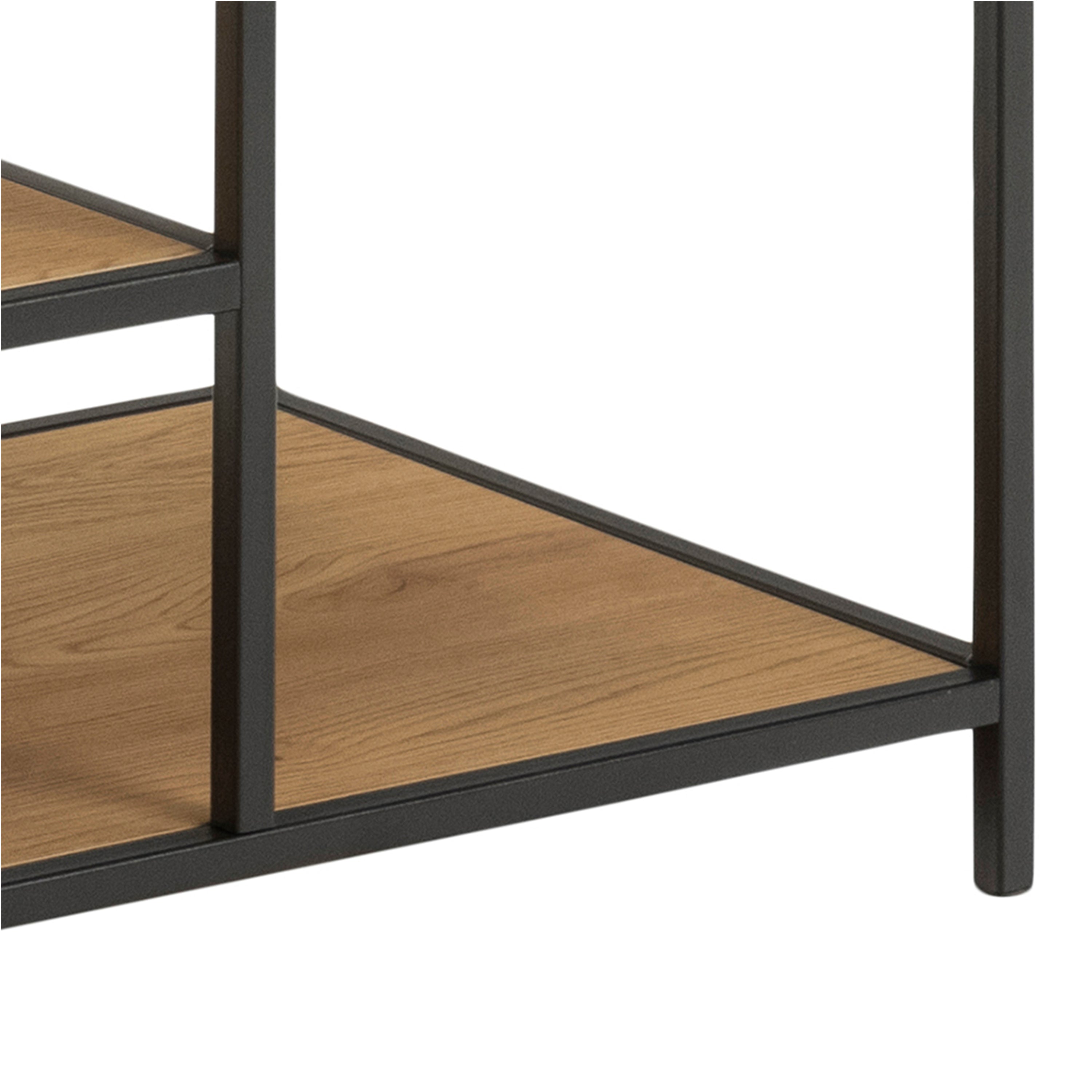 Seaford Black Metal Clothes Rack with 5 Oak Shelves – FTG, view 8