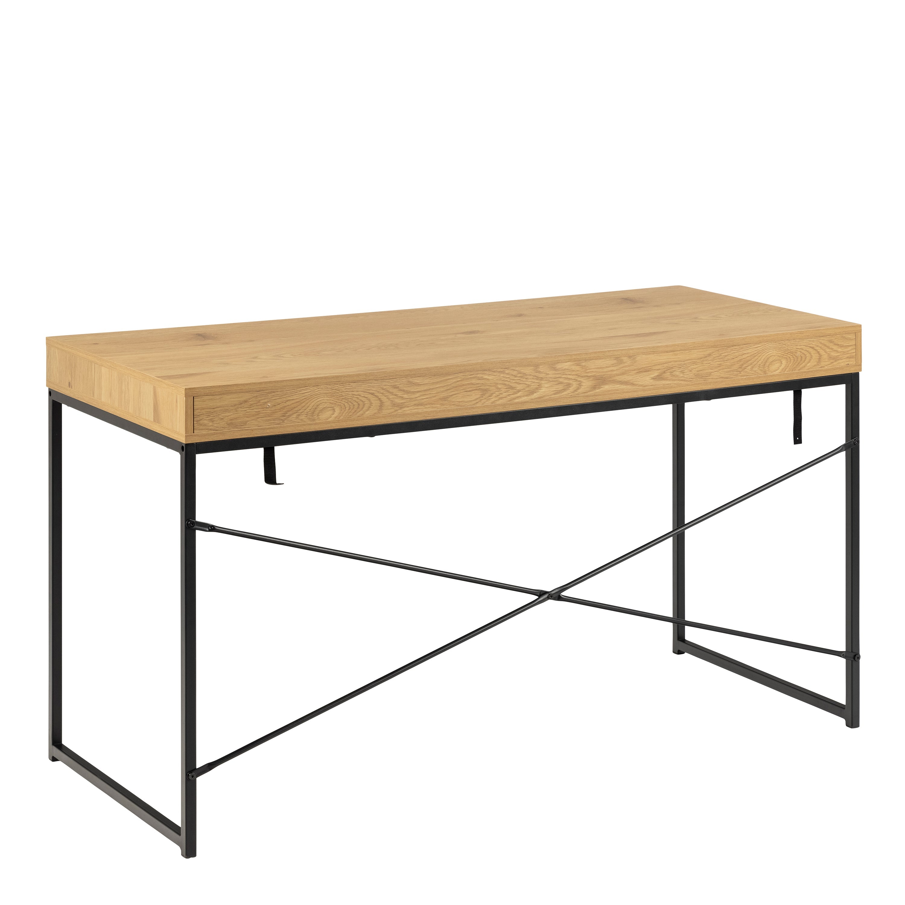 Seaford Office Desk with 1 Drawer in Black and Oak – FTG, view 3