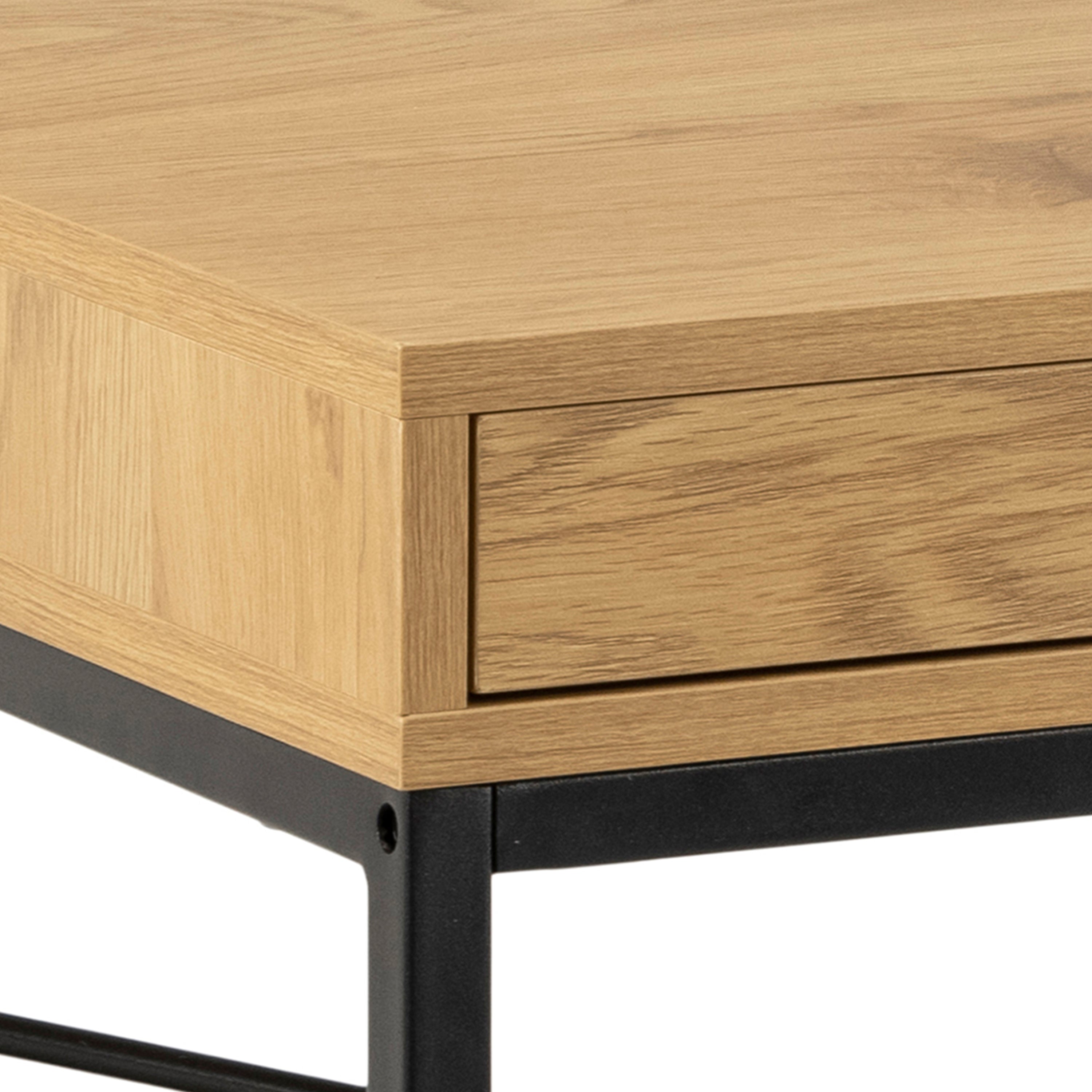 Seaford Office Desk with 1 Drawer in Black and Oak – FTG, view 7