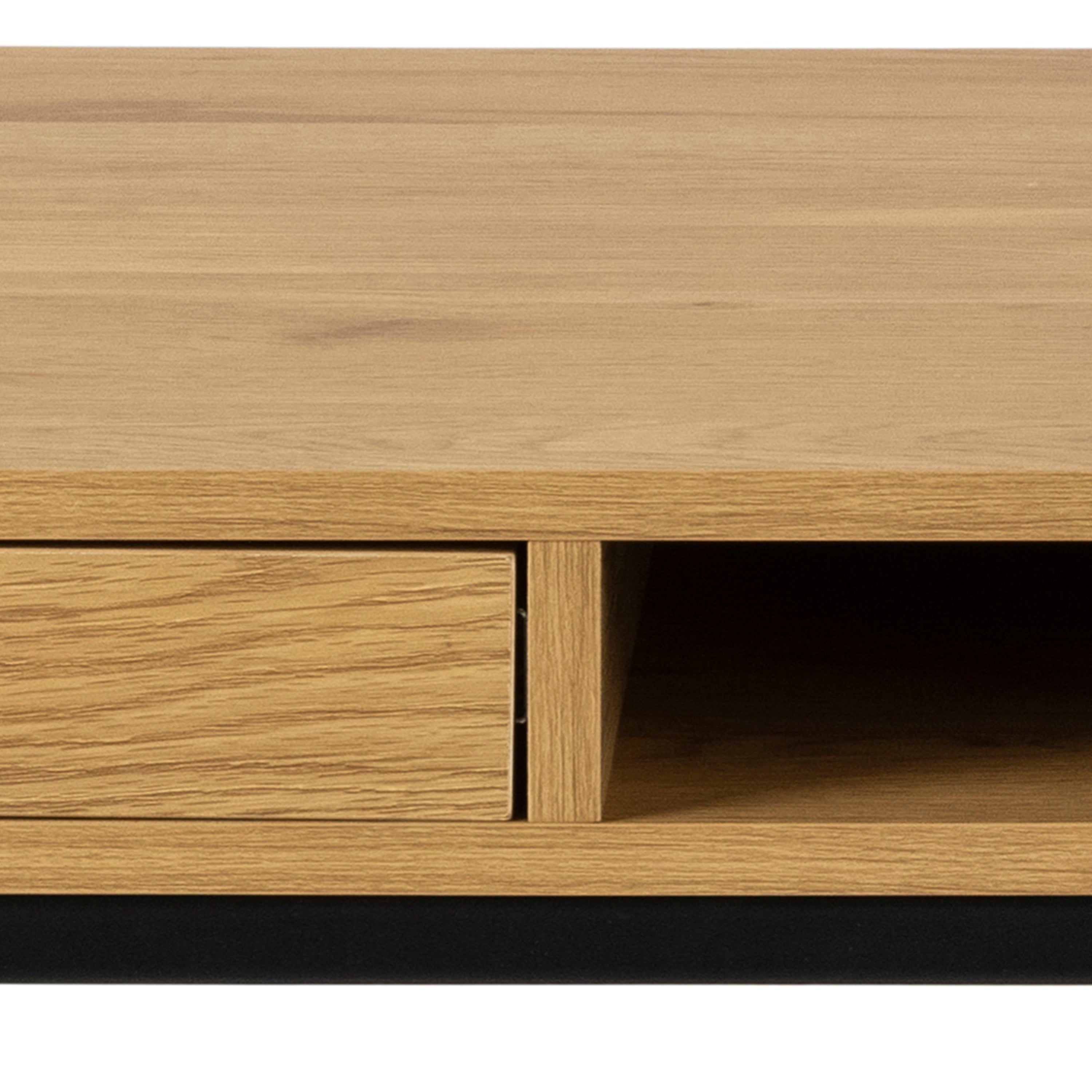 Seaford Office Desk with 1 Drawer in Black and Oak – FTG, view 8
