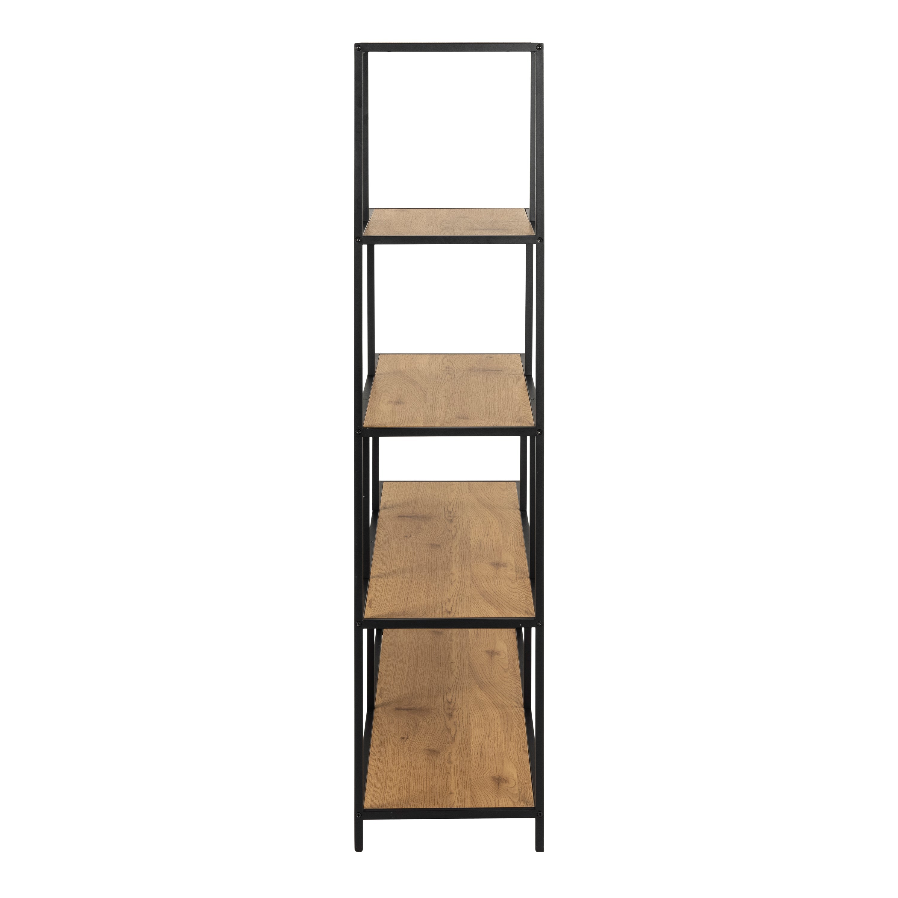 Seaford Bookcase with 4 Shelves in Black and Oak – FTG, view 3