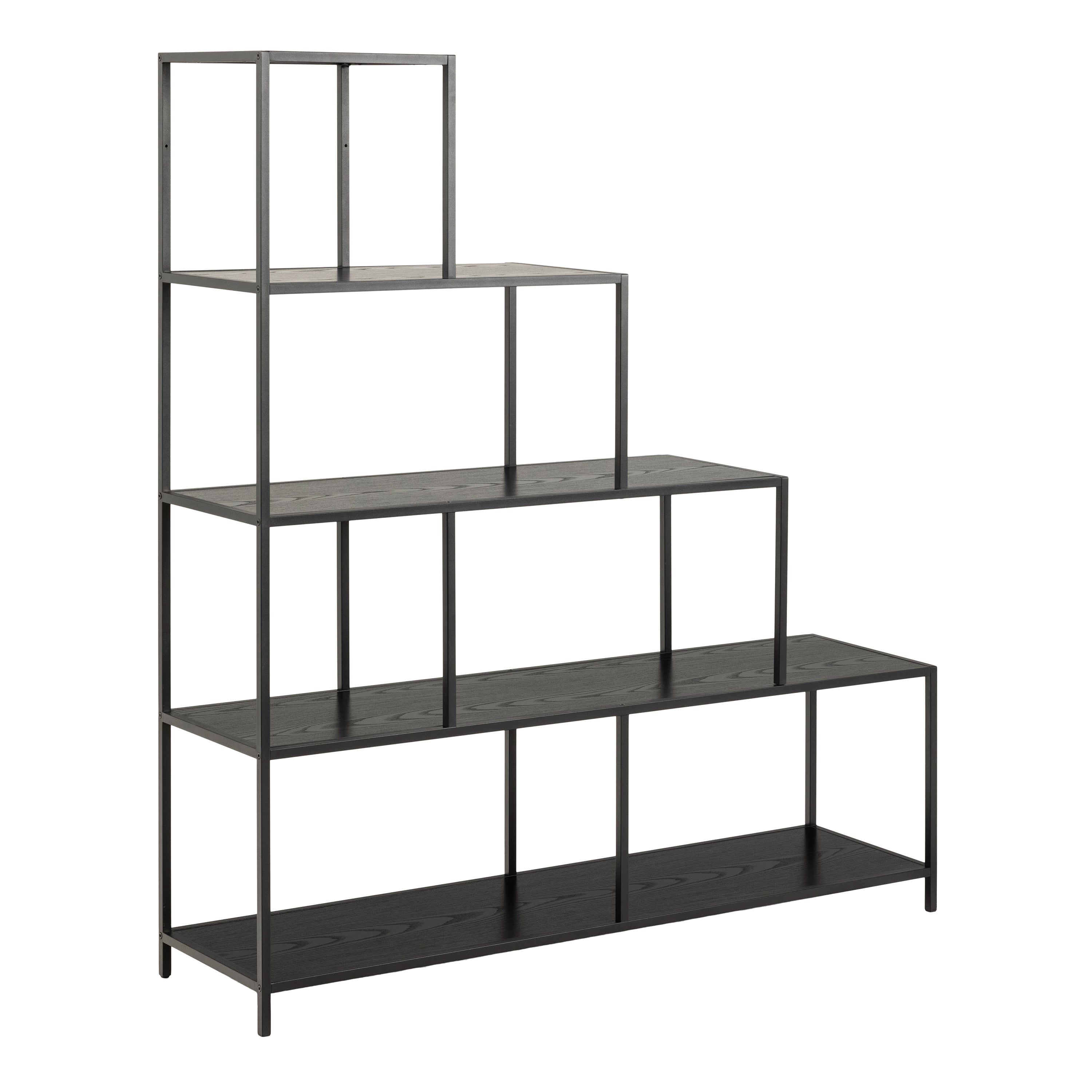 Seaford Bookcase with 4 Shelves in Black – FTG