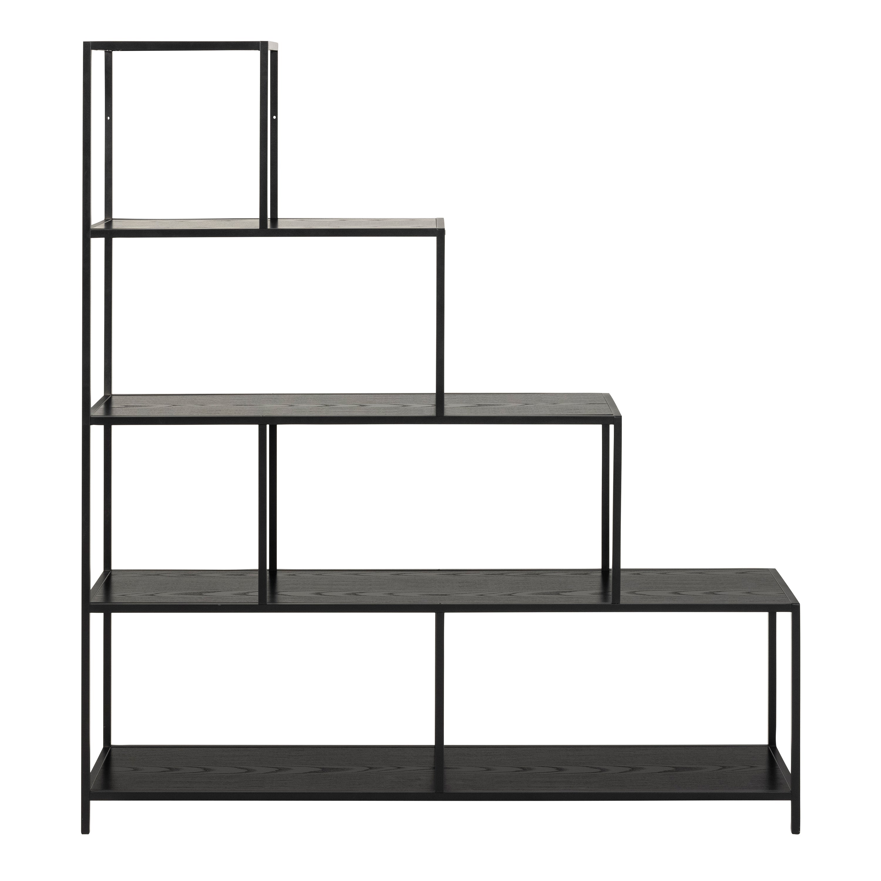 Seaford Bookcase with 4 Shelves in Black – FTG, view 2