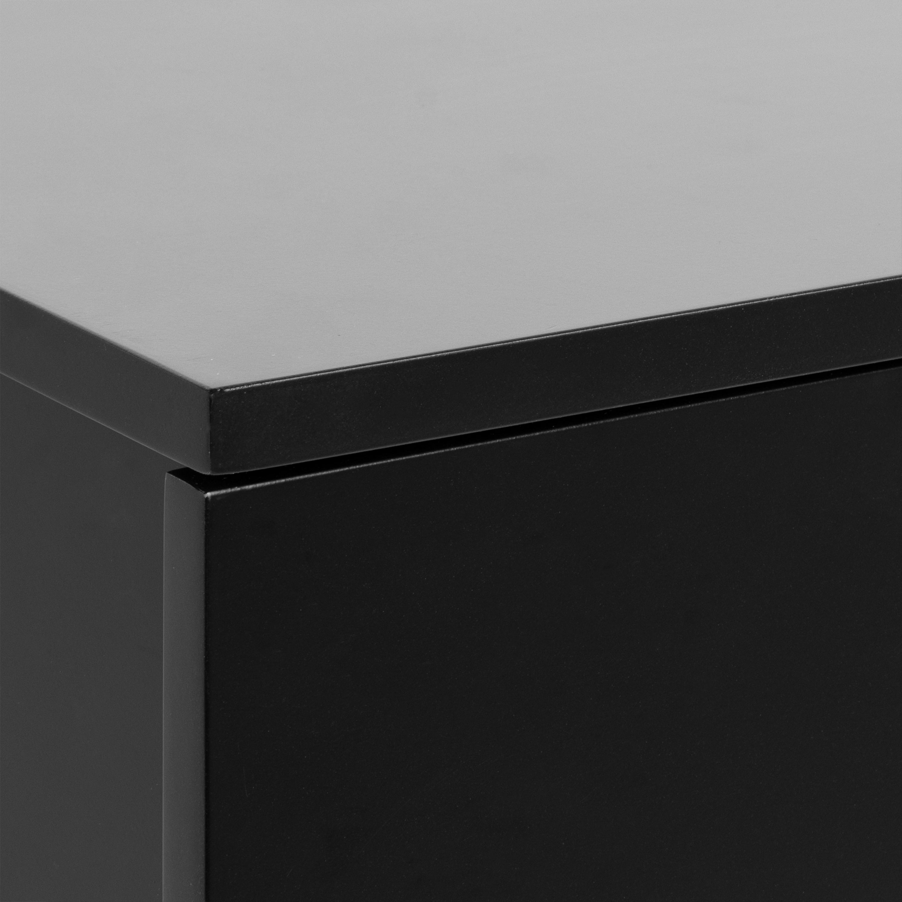Avignon Square Bedside Table with 1 Drawer in Black – FTG, view 6