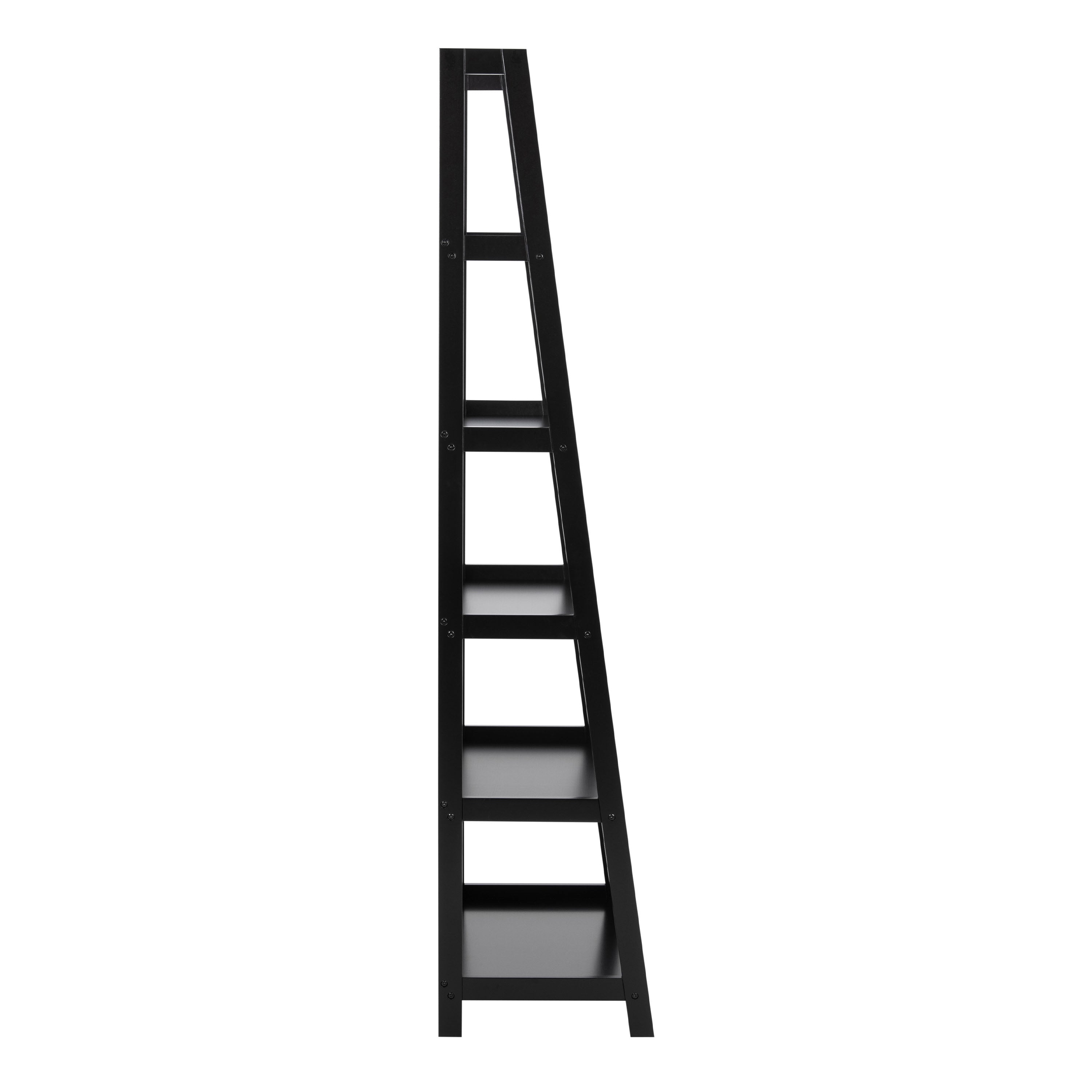 Wally Bookcase with 5 Shelves in Black – FTG, view 3