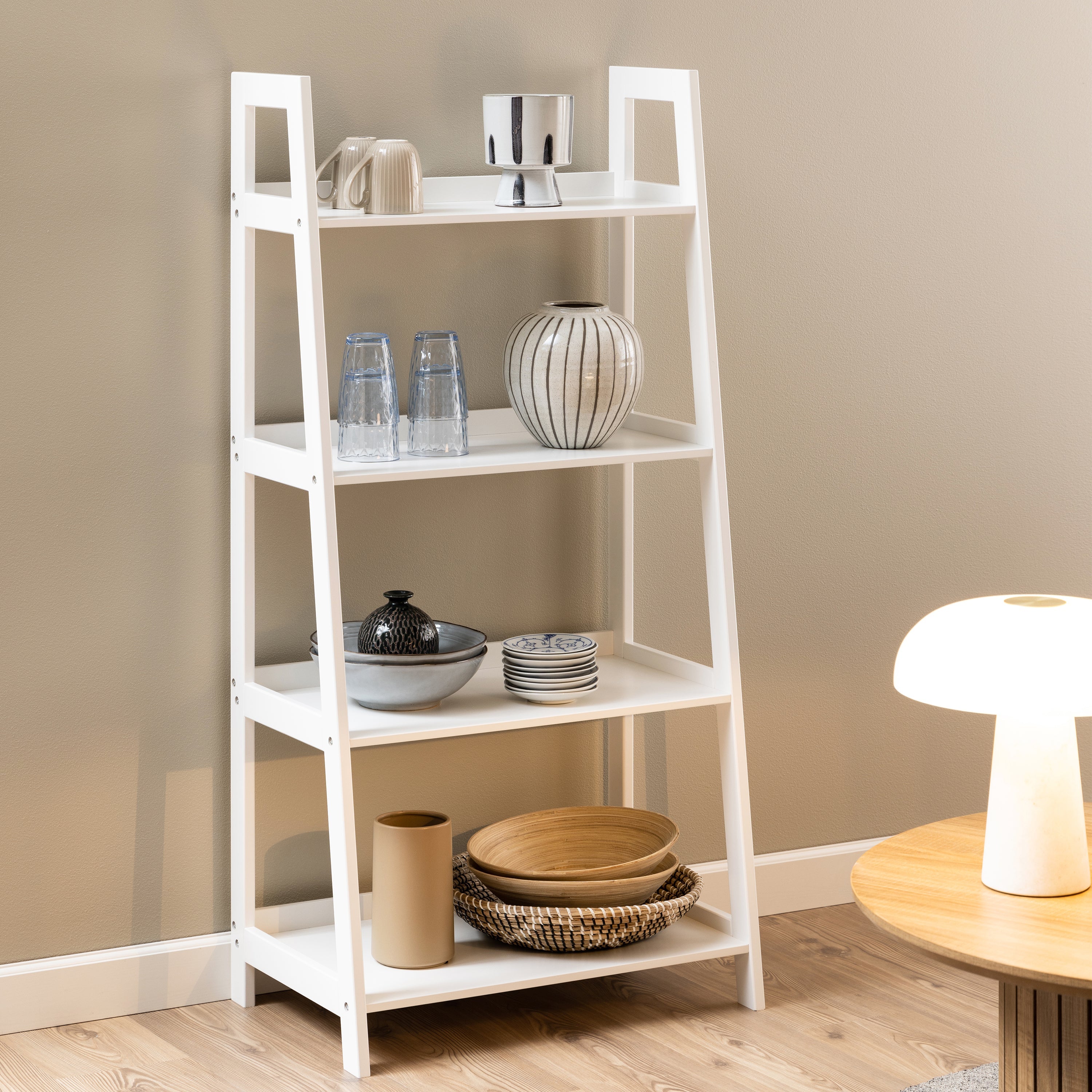 Wally Bookcase with 4 Shelves in White – FTG, view 4